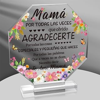 Yopyame Mother’s Day Acrylic Gift - Spanish Mom Birthday Plaque Sign Regalos para Mamá Acrylic Gift for Home Table Desk Shelf Decor Keepsake Gifts for Mom in Spanish Mother’s Gifts from Daughter Son