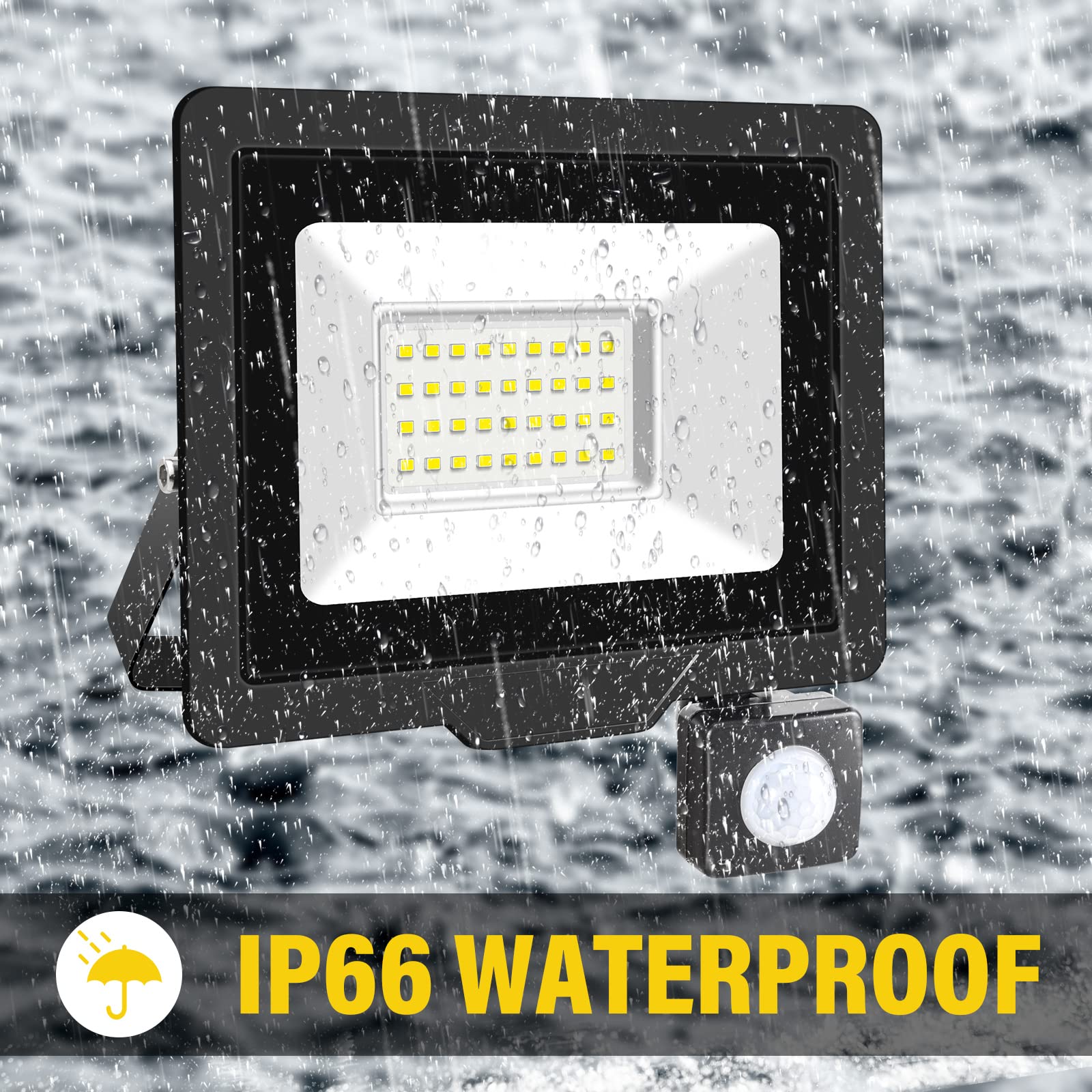 RIGIDON 30W Motion Sensor Light Outdoor 3000LM Super Bright LED Flood Outdoor Lights 6000K Daylight White IP66 Waterproof Security Lights for Garden Garage - Image 4