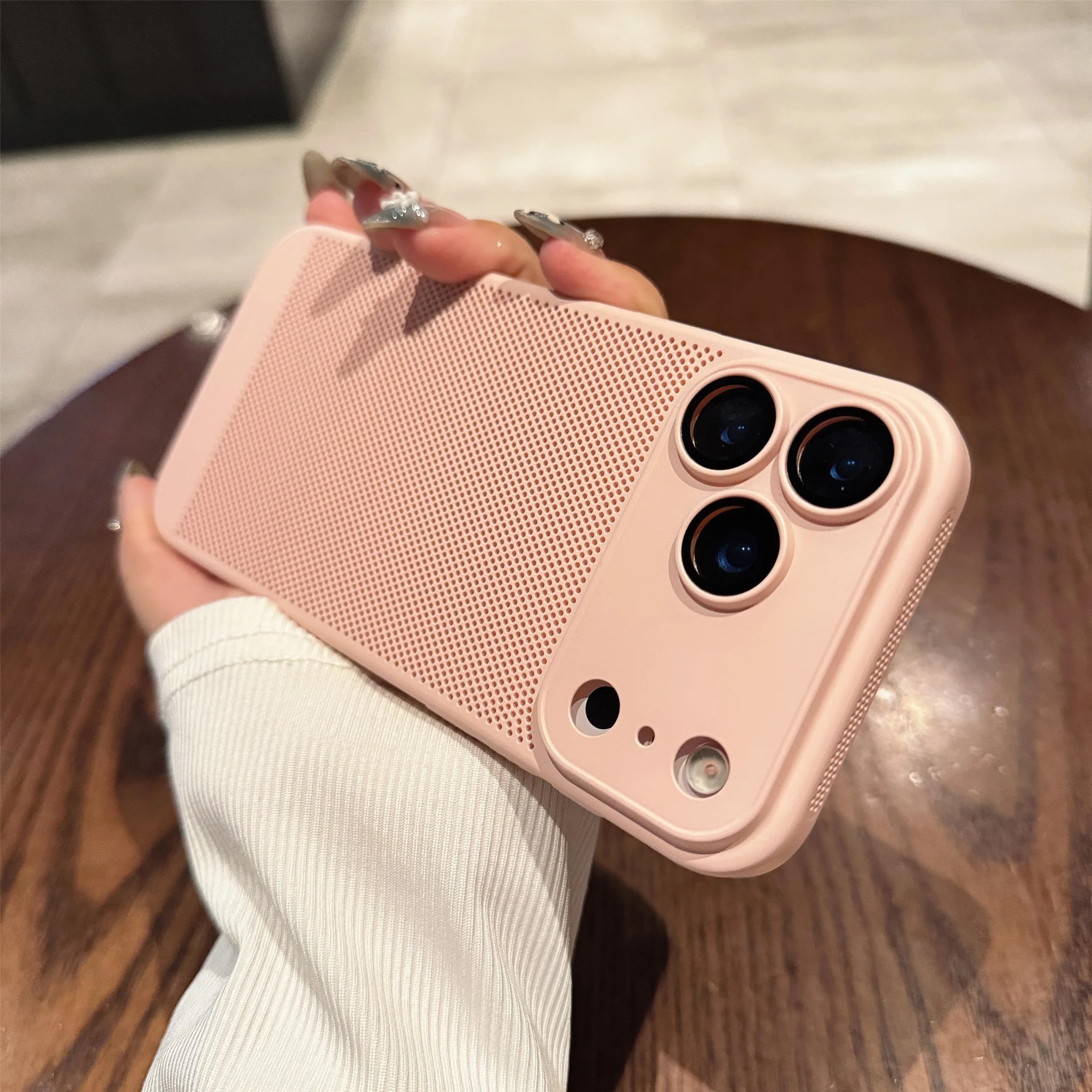 Coque anti-chaleur iPhone 13 Pro rose avec protège-objectif