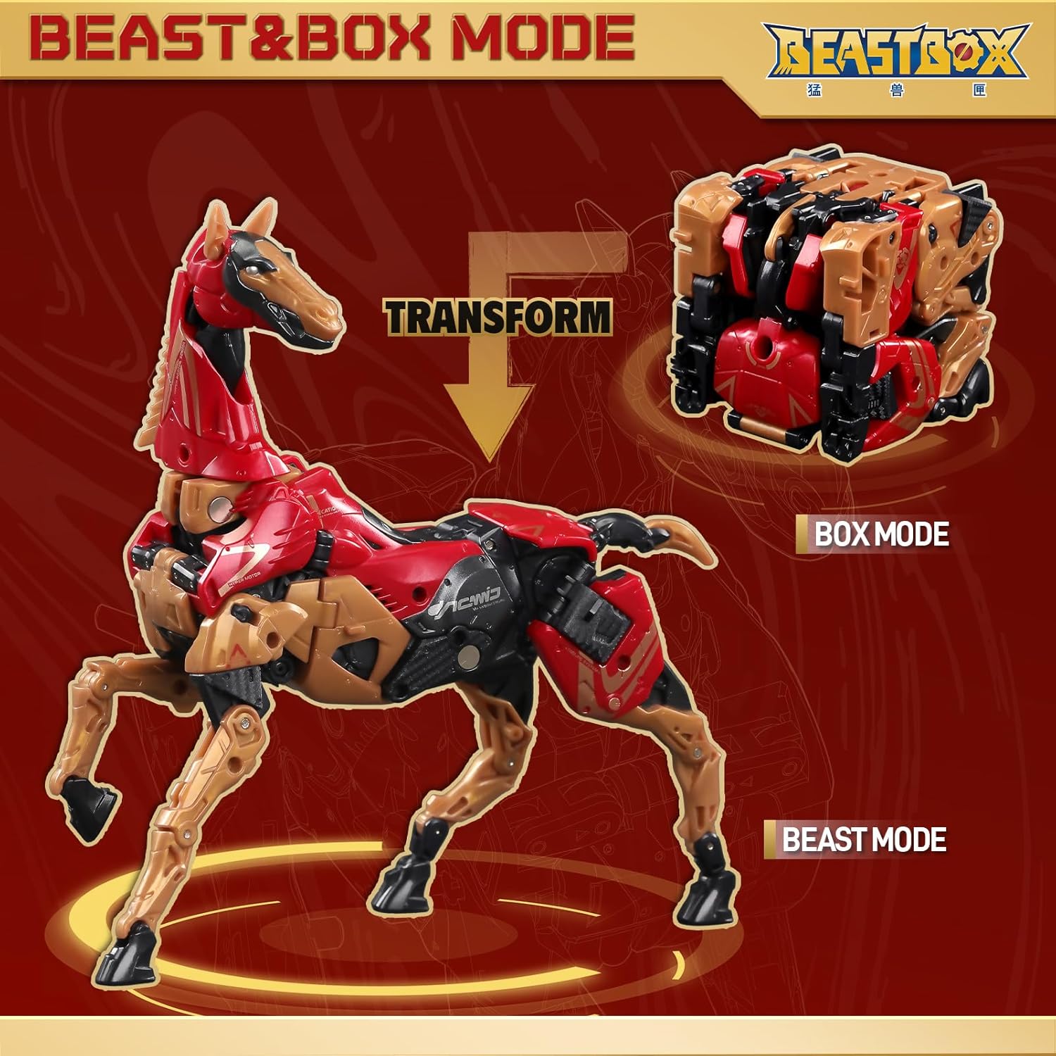 BEASTBOX BB-75 Horse Deformation Toys Action Figure, Converting Toys in Mecha and Cube, Perfect Birthday Party Gift for Teens and Adults