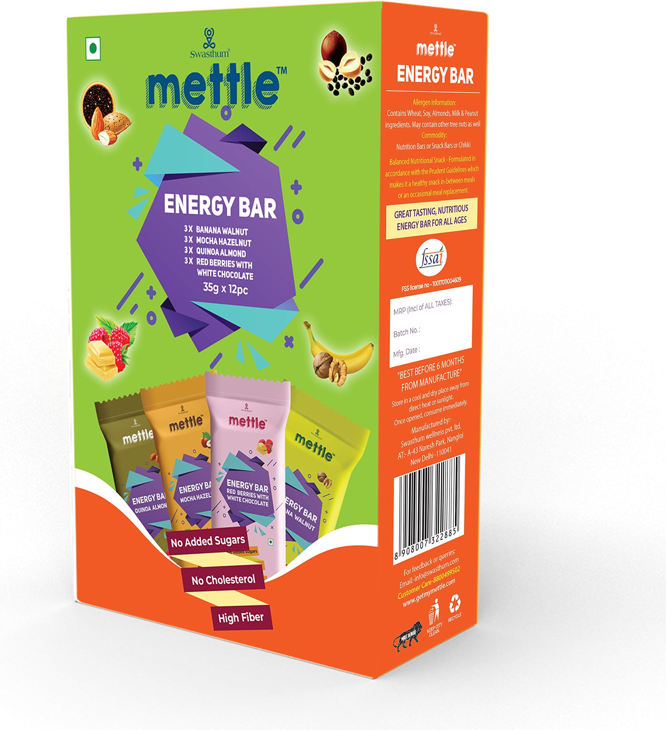 Mettle Assorted Energy Bars Pack of 12 (35 gm x12) Energy Bars (420 g, Assorted Box)