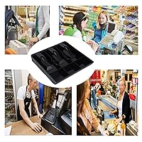 Vista 5 de Caja registradora para cajón, bandeja de dinero, caja de almacenamiento, 3 billetes, 3 compartimentos para monedas (color negro)