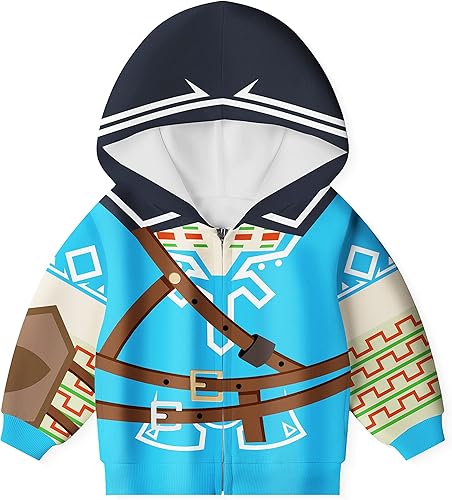 MSOHGA The Legendof Zelda - Sudadera con capucha para niños, con cremallera, color verde, unisex, para adultos