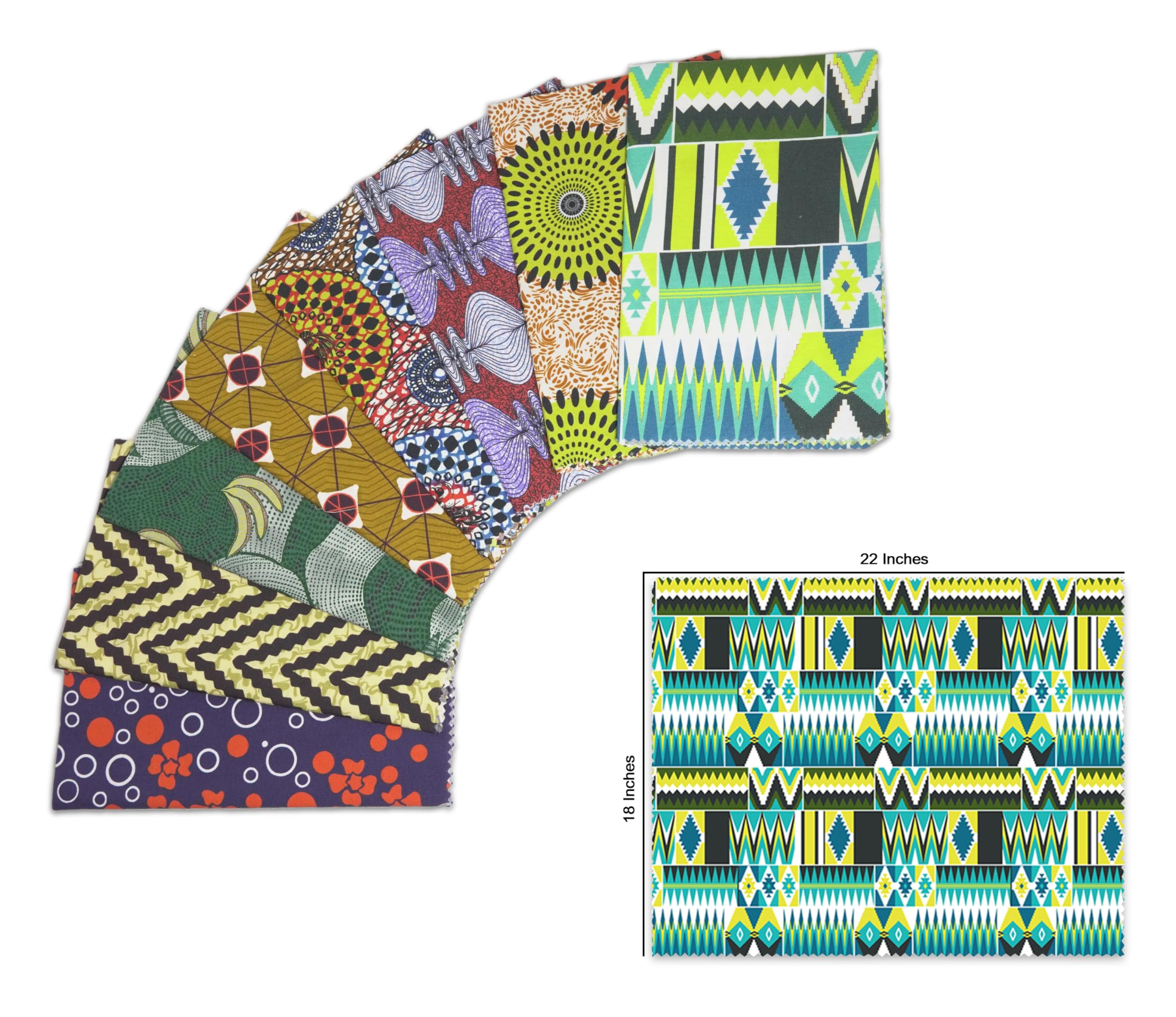 Lot De 5 Tissus Fat Quarter Multicolores - 100% Coton, Motifs Fleurs Et Rayures - Neuf