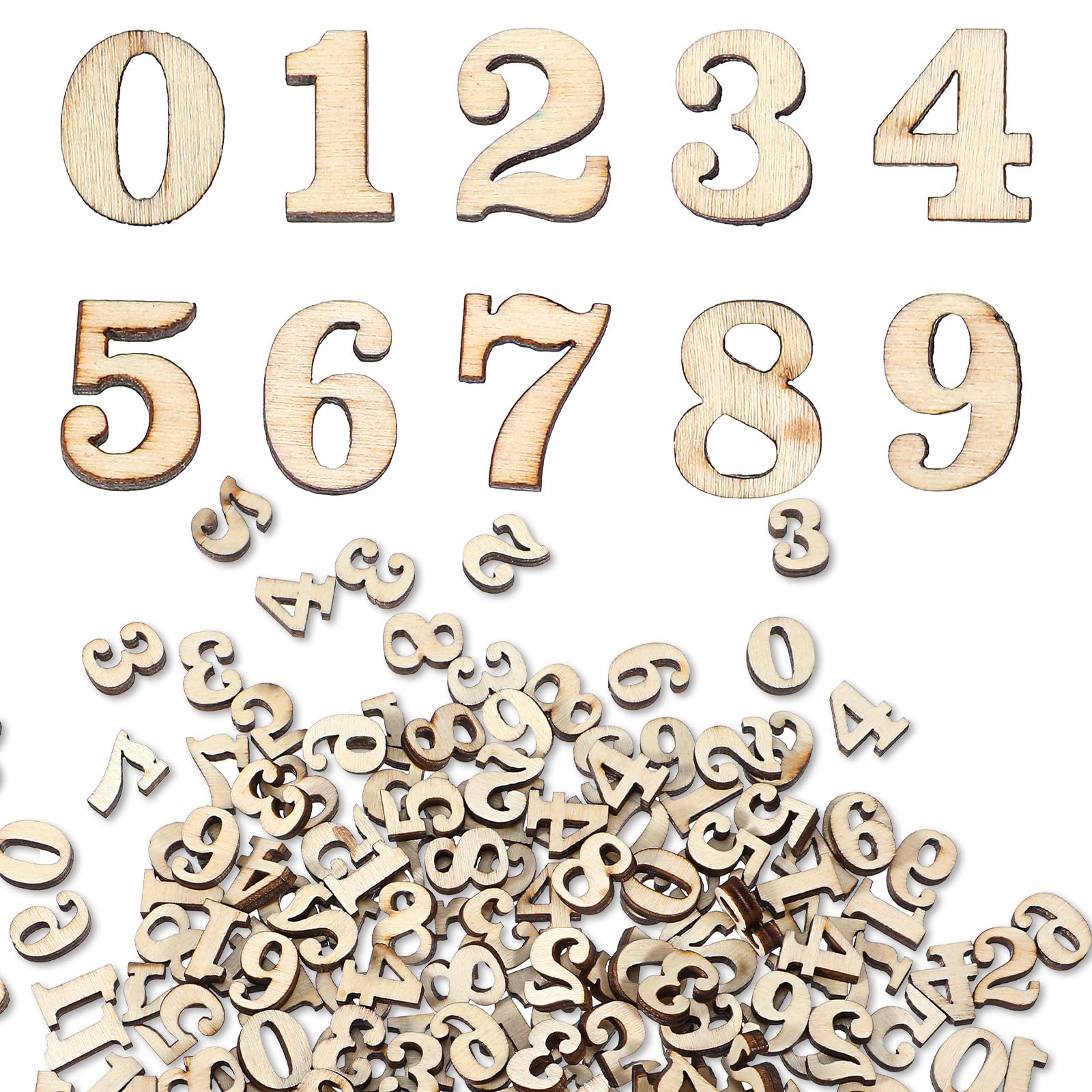 Lot de 200 petits chiffres en bois brut de 1,5 cm pour travaux manuels, projets de bricolage, décoration d'intérieur