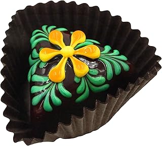 Lemon/Mango Flower Triangle Art Glass Chocolate