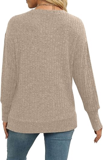 Long Sleeve Shirts for Women Fall Fashion 2025 Crewneck Dressy Sweaters Tunic Tops Soft Casual Knitted Blouse Clothes