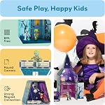 PicassoTiles 57pc Haunted House Theme Magnet Tile Building Blocks 8 Action Figures Magnetic Construction Toy Double Sided Printing Education STEM Learning Playset Halloween Adventure Kid Ages 3+ PTQ03