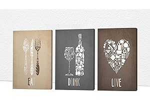 Dining Room Paintings for Wall - 3 Pieces Kitchen Wall Art