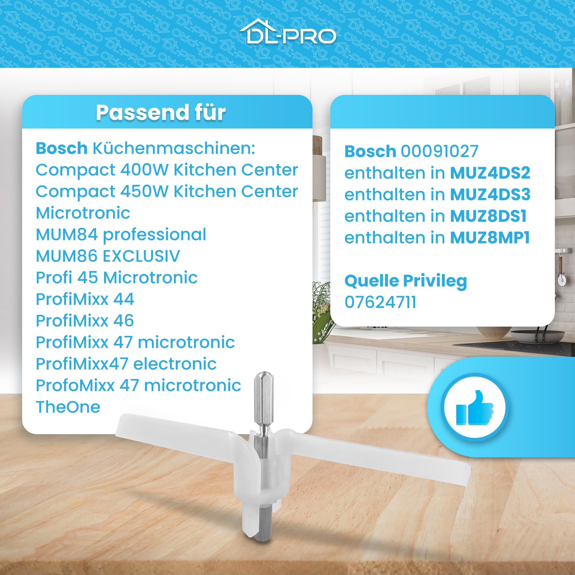 DL-pro Lot de 2 entraîneurs pour robot de cuisine Bosch 00091027 091027 pour robot de cuisine