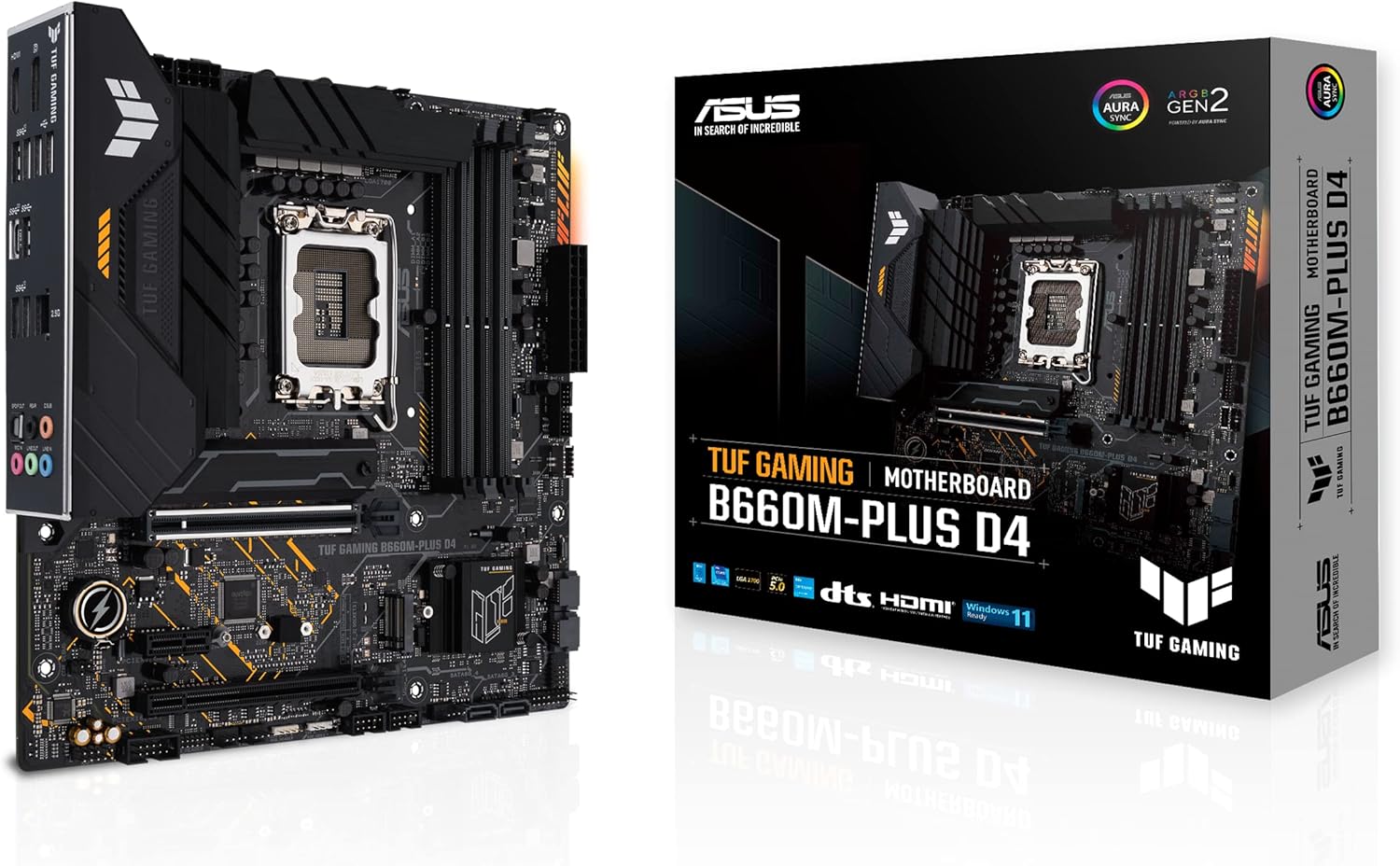 ASUS TUF Gaming B660M-PLUS D4 Scheda Madre mATX, Intel B660, LGA1700, DDR4, PCI 5.0, LAN Realtek 2.5Gb, Realtek 7.1 Surround, 2xM.2, 4xSATA 6GB/s, USB 3.2 Gen 2x2, Armoury Crate, Nero