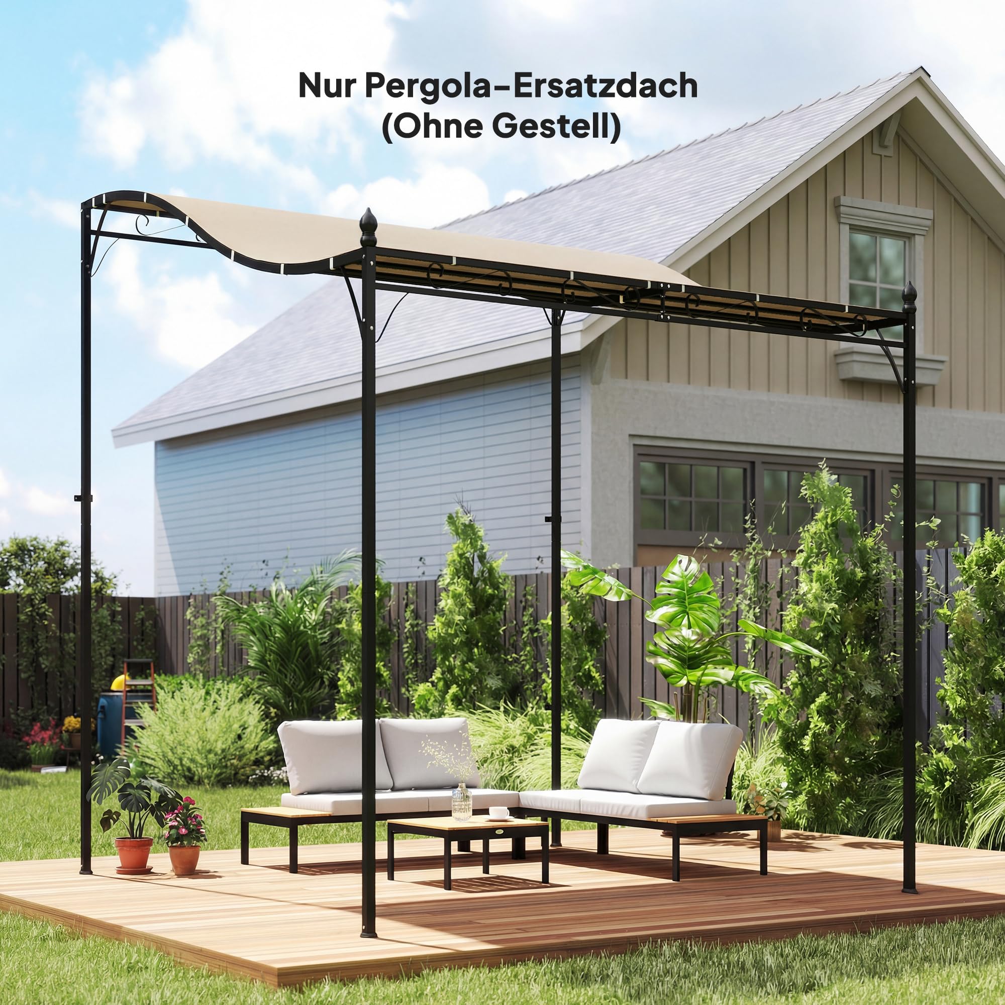 Outsunny Ersatzdach für Pergola 298 x 293 cm Sonnensegel für Terrassenüberdachung, Ersatz-Dachplane für 3 x 3 m Pavillon