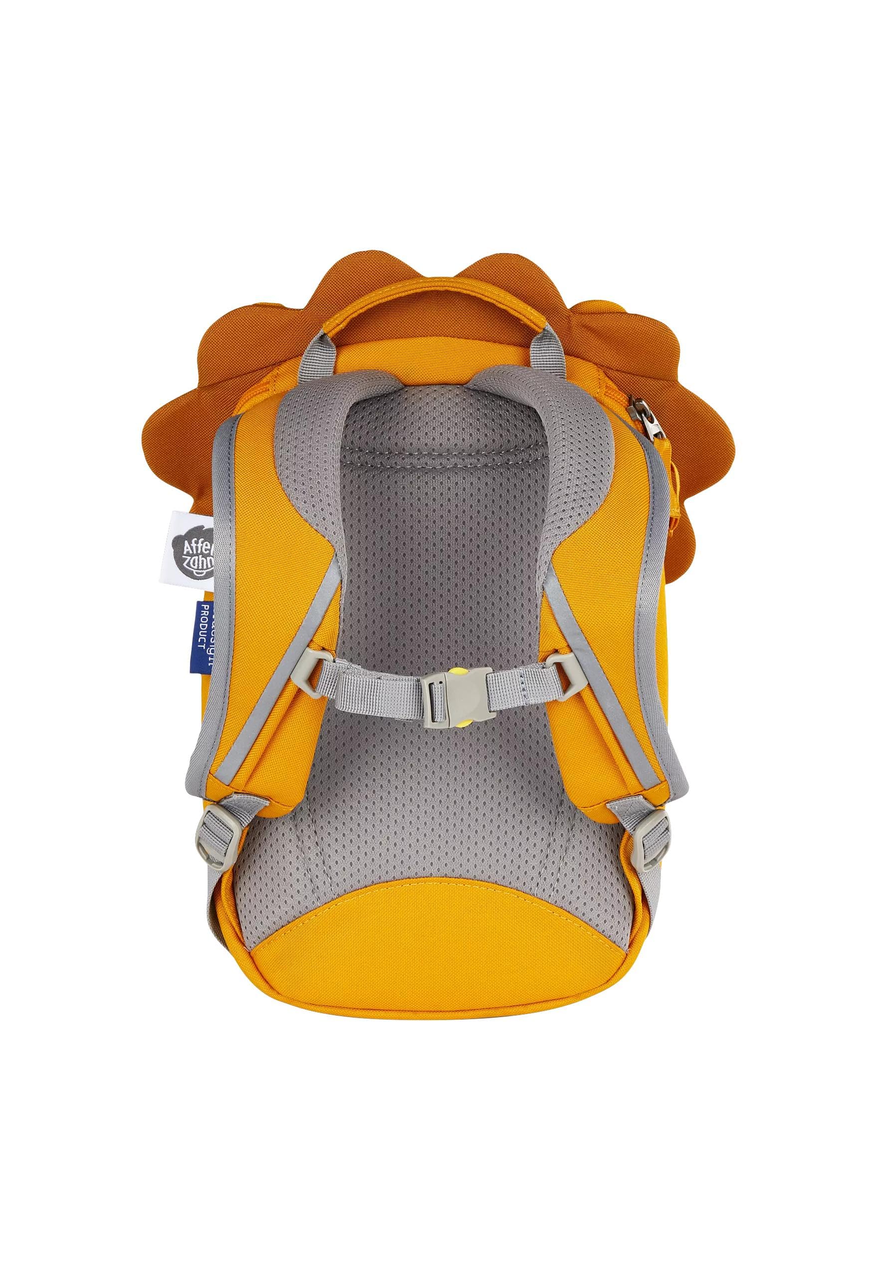 Affenzahn Kleiner Freund Kindergarten-Rucksack für 1-3 Jährige Ergonomisch Reflektierend Ziehzunge mit Namensschild Löwe - Gelb