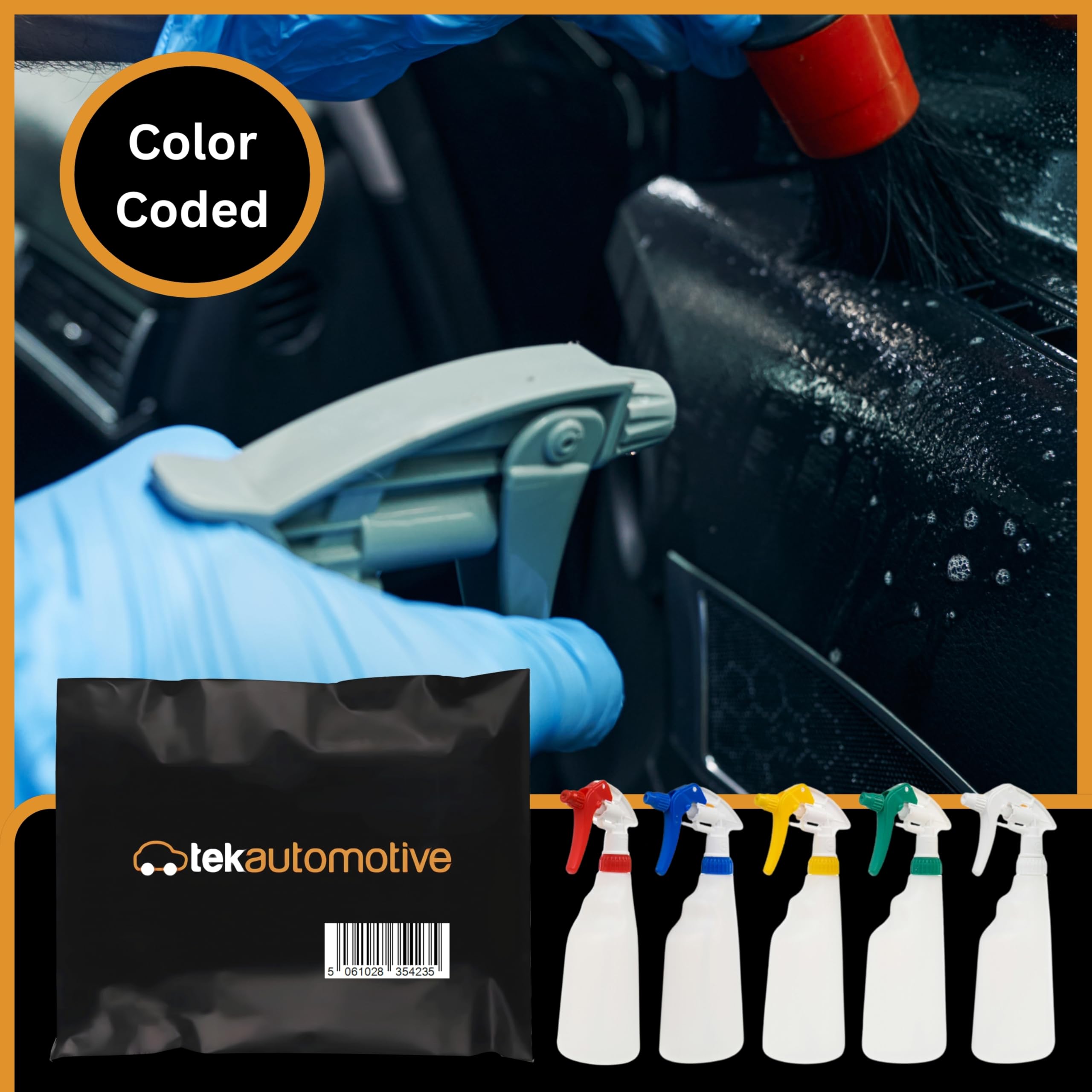 Tek Automotive Lot de 5 flacons vaporisateurs vides de 600 ml avec buse réglable, résistants aux produits chimiques, anti-fuite, pour cheveux, nettoyage, détails de voiture, essentiels de jardinage