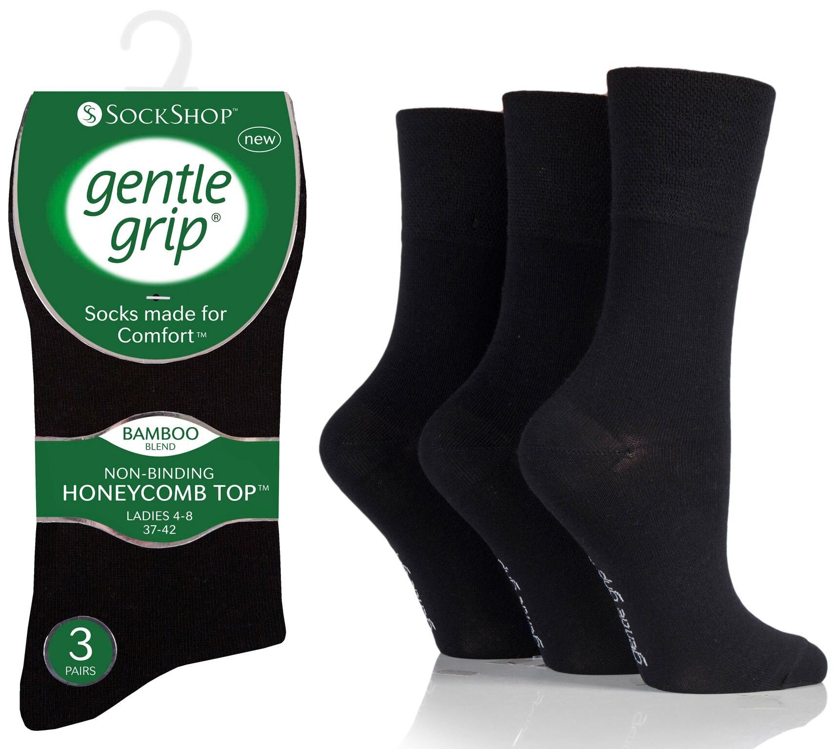 Sockshop Women's Plain Black Sock Shop Gentle Grip Bamboo Socks