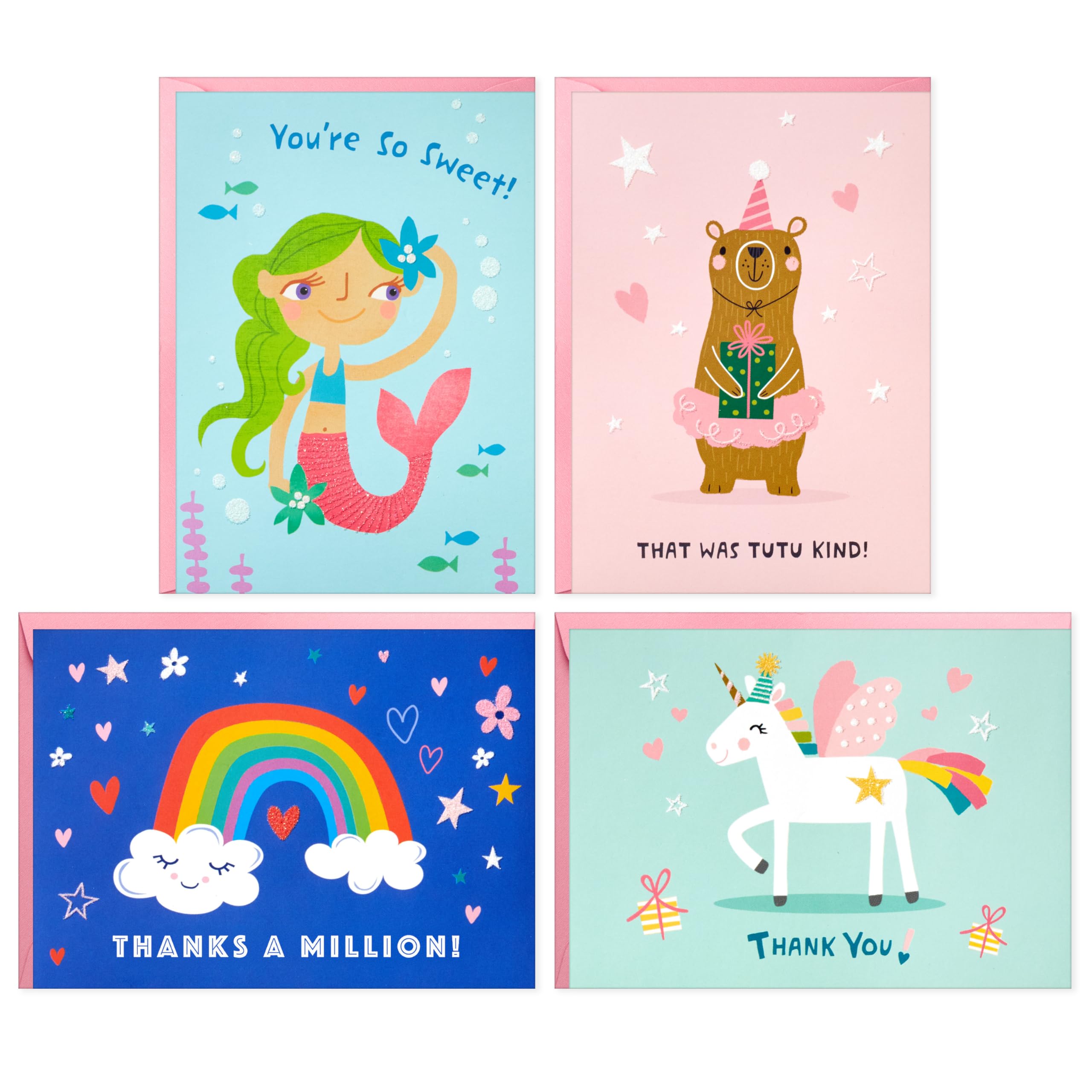 Hallmark Mermaid and Unicorn Thank You Note Assortment (24 Blank Cards with Envelopes) for Kids, Grandchildren, Students โ image 1