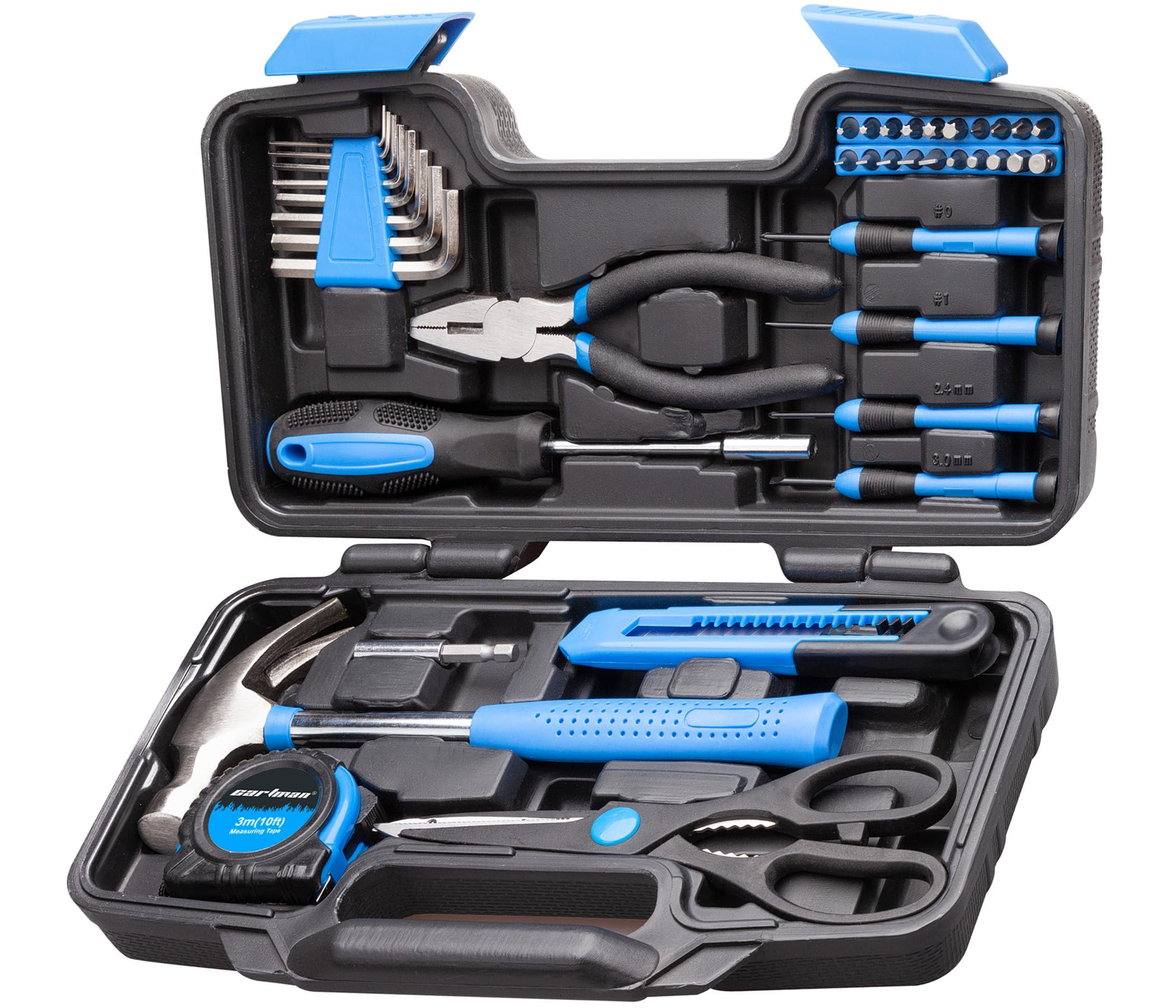 CARTMAN 39-Piece Home Tool Set Kit, Essential Household Hand Tools with Plastic Storage Case, Blue