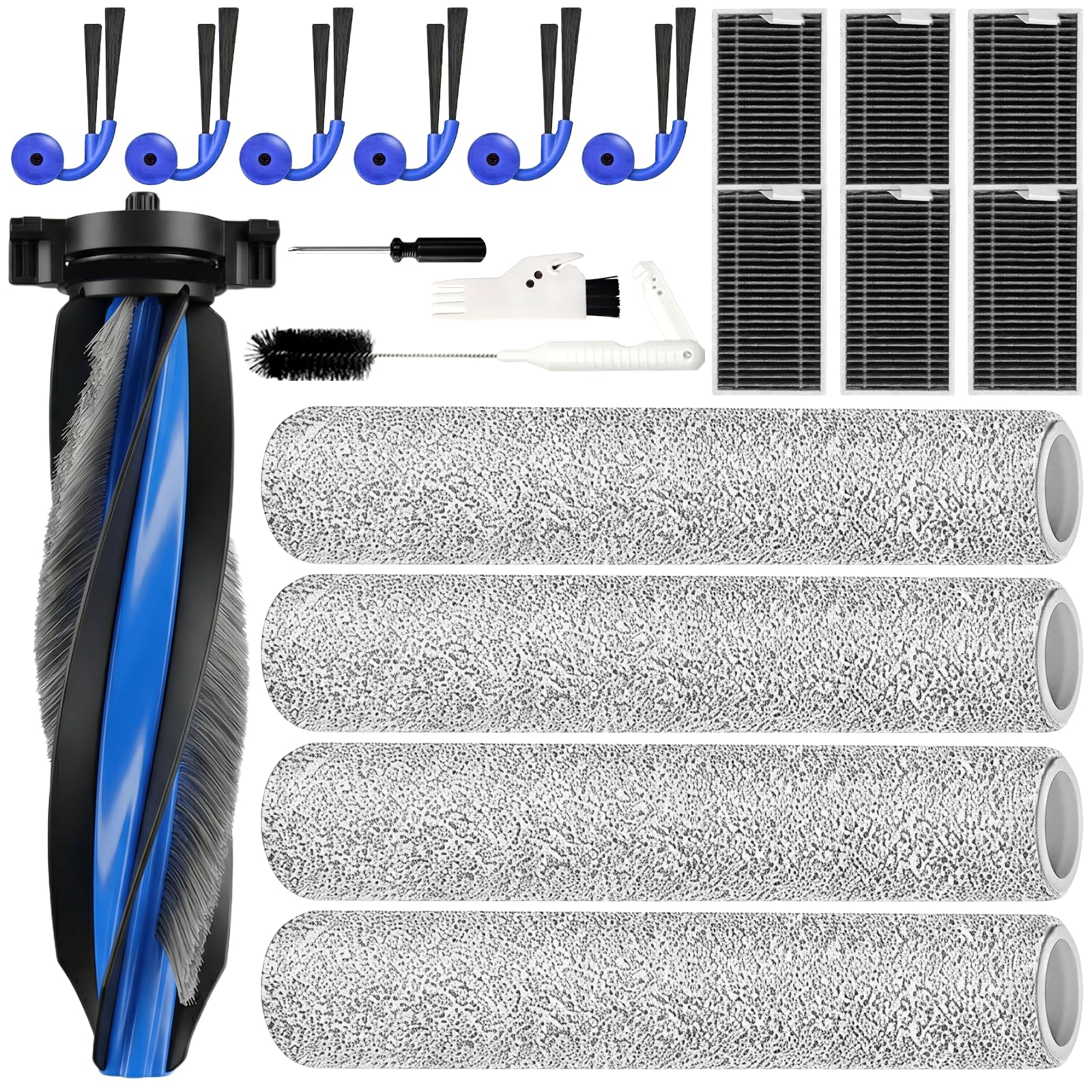 X12 OmniCyclone Accessori per ECOVACS Deebot X12/T90 Pro Omni, set di 20 accessori:1 spazzola principale,4 spazzole rulli,6 spazzole laterali,6 filtri HEPA,1 spazzola per serbatoio dell'acqua