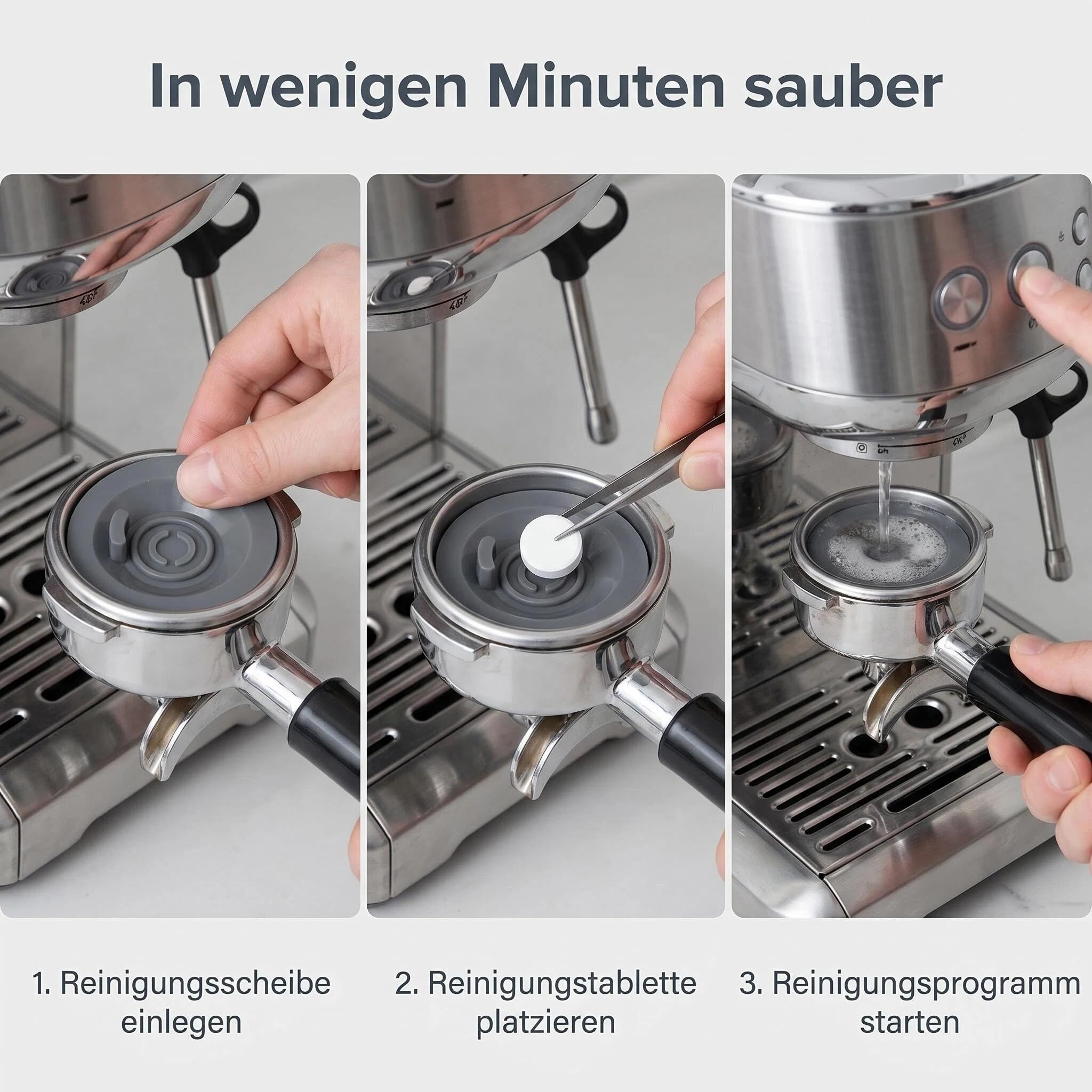 16 Reinigungspads für Kaffeemaschinen und 2 Reinigungsscheiben (54 mm Durchmesser), geeignet für Siebträger von Marken wie Ninja, Sage, Breville und Gastroback.