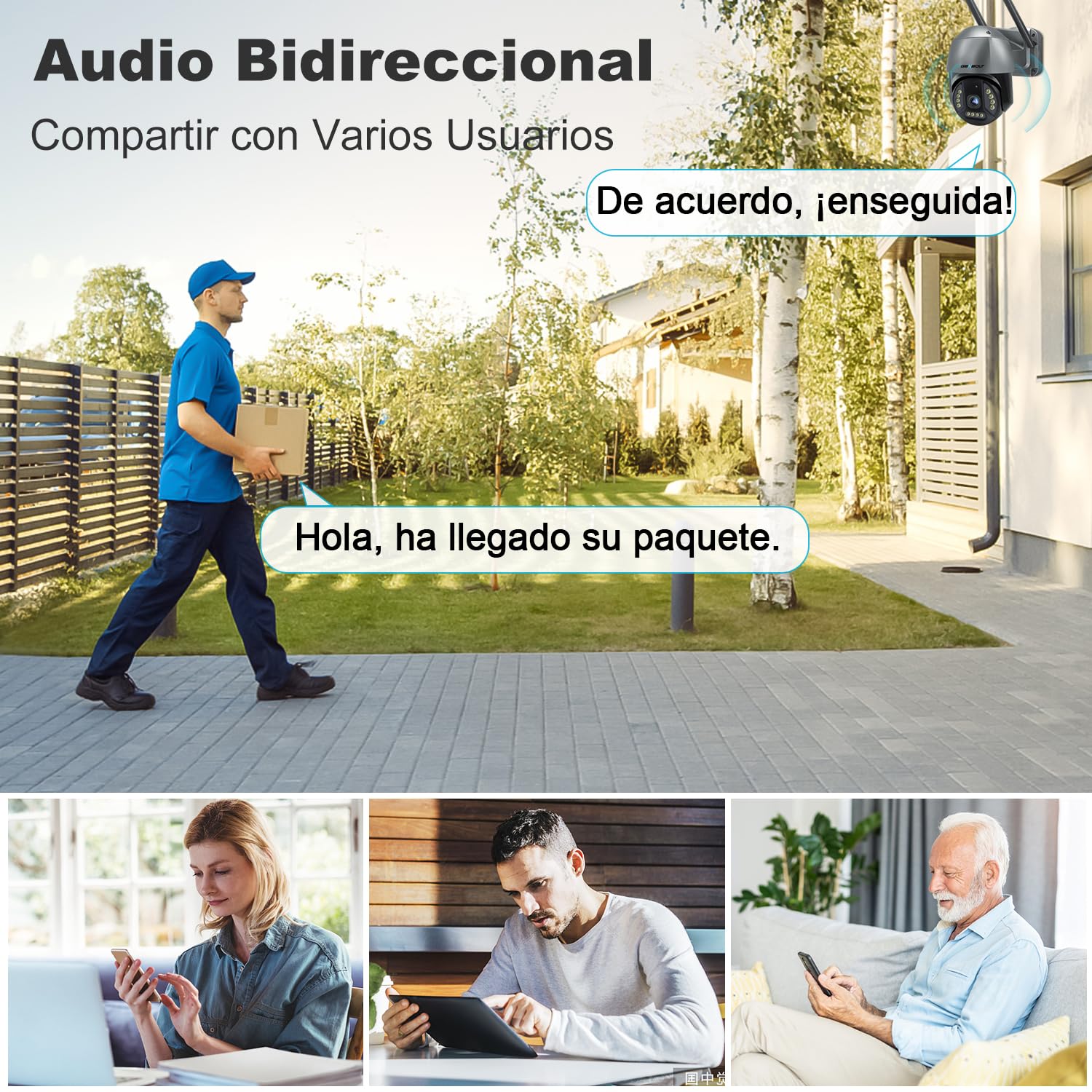 GENBOLT [DC&PoE 4k Cámara de Vigilancia WiFi, Inalámbrica 8MP CCTV IP Cámara Seguridad Exteriorcon con Color Nocturno, Detección Automática de Personas/Vehículos Pan Tilt Zoom Digital 4X(2.4&5GHz)