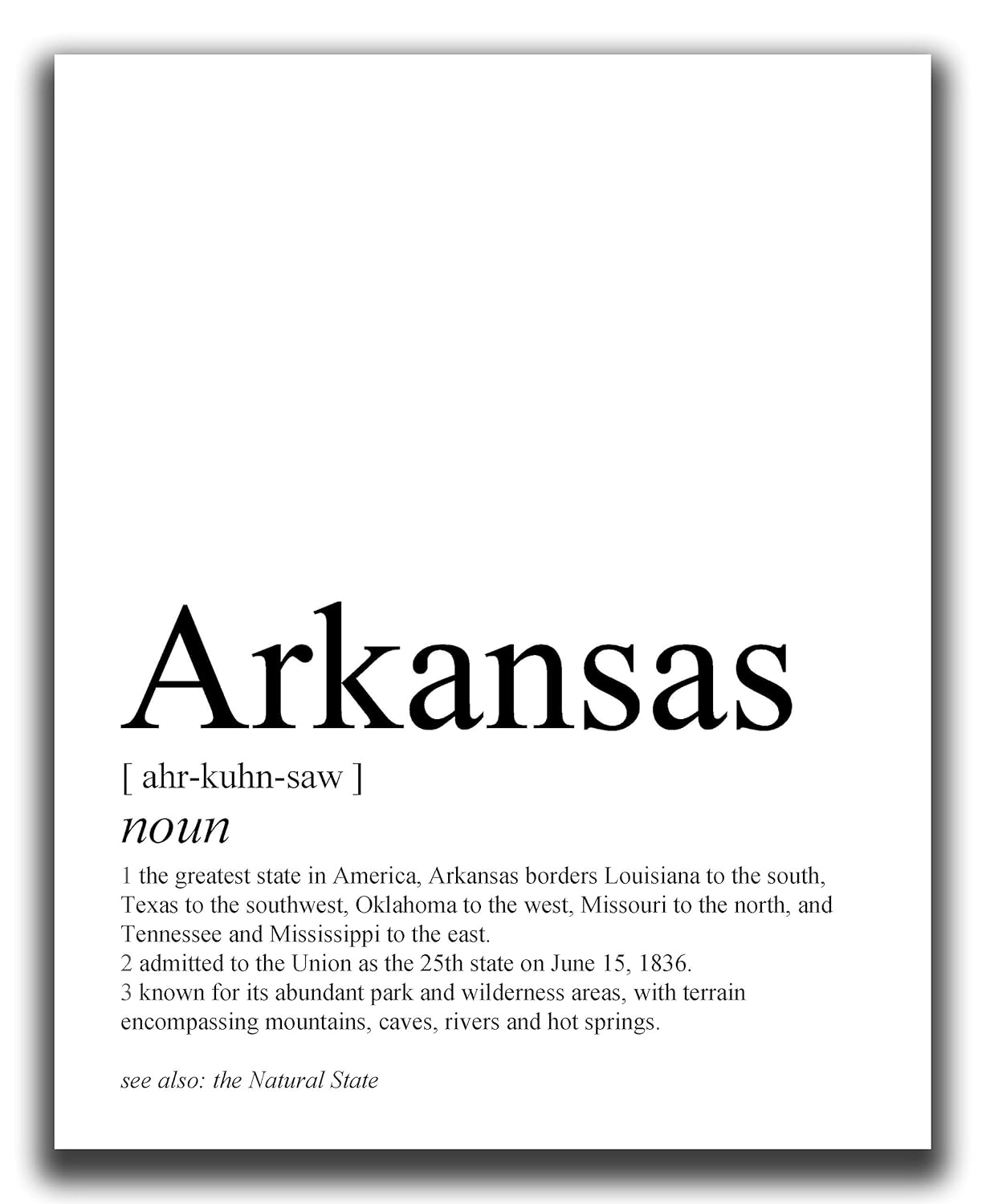 Arkansas Wall Decor 8x10" UNFRAMED Print Funny