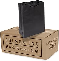Vista 11 de Prime Line Packaging Bolsas de regalo negras, bolsas de papel kraft con asas para compras, pequeñas empresas, boutique, tiendas minoristas