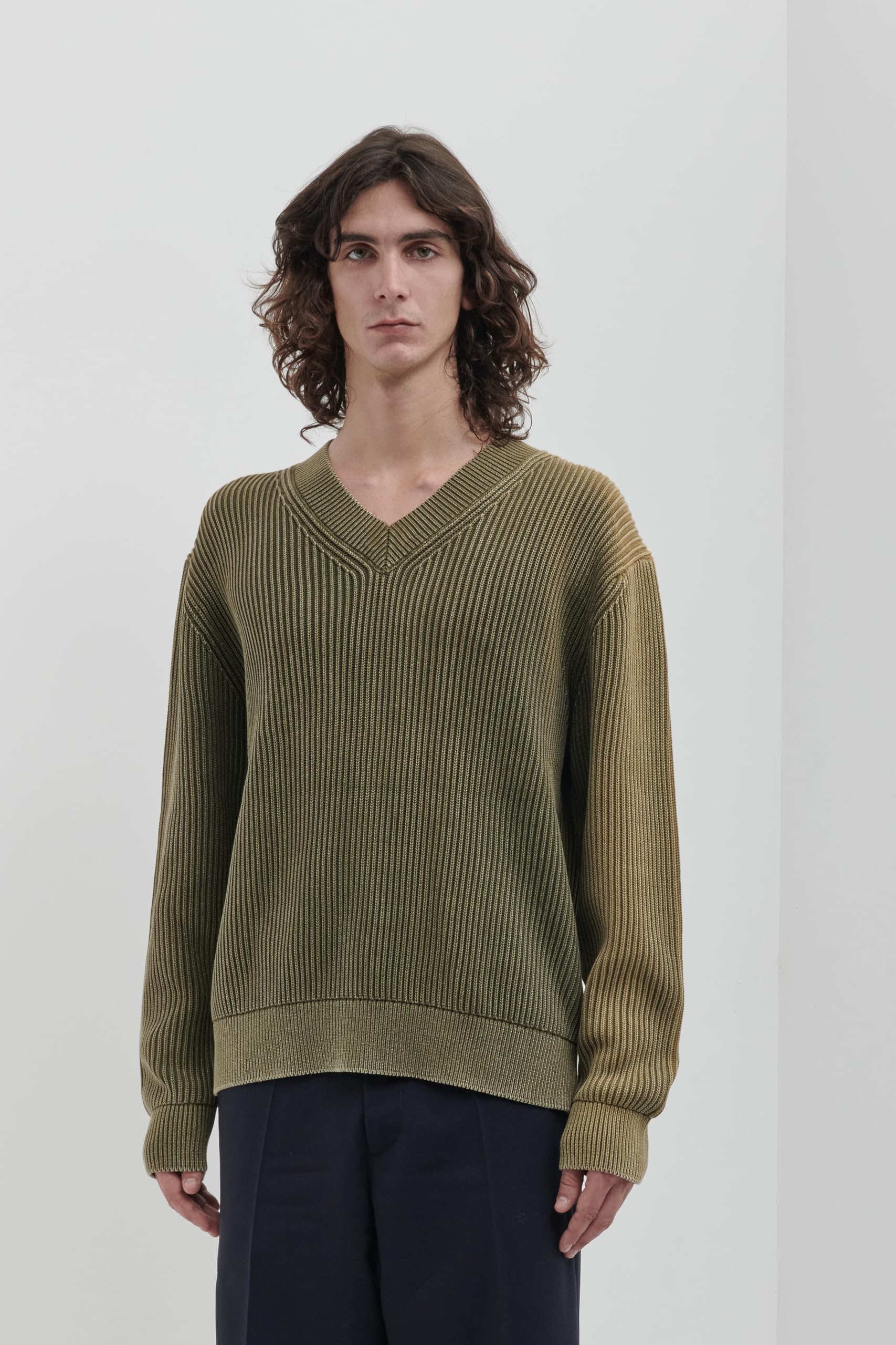 Diana Studio - Maglione Scollo V trattato a Mano in 100% Cotone, Uomo, Maniche Lunghe, Casual Fit