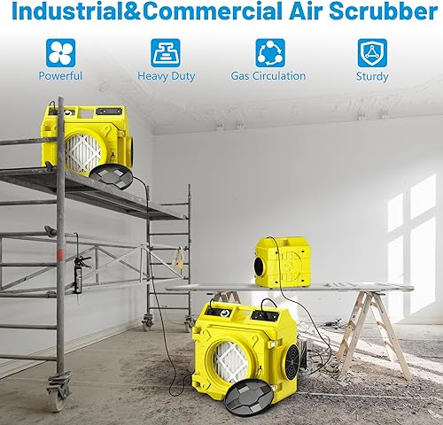 Miniatura 4 de Depurador de aire con filtración de 3 etapas, depurador de aire HEPA de 550 CFM de grado industrial comercial, limpiador de aire resistente con