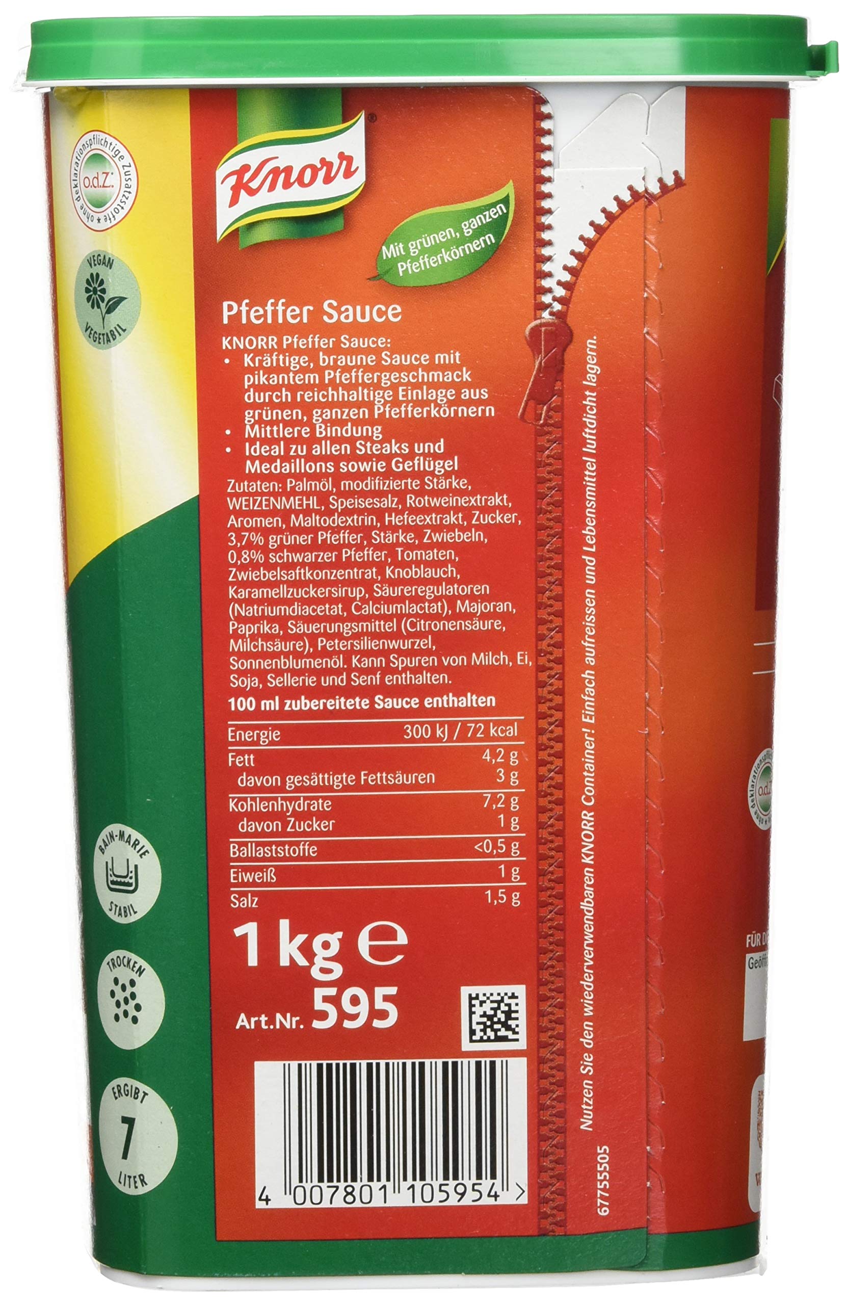 Knorr Pfeffer Sauce (braune Sauce mit ganzen Pfefferkörnern) 1er Pack (1 x 1 kg)