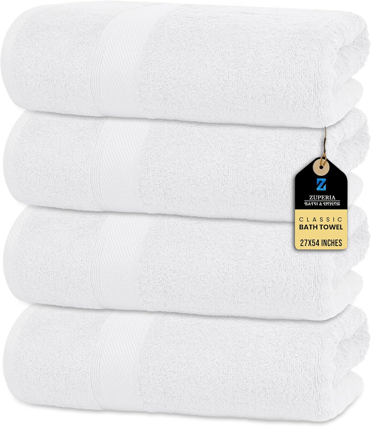 Amazon.com: ZUPERIA Premium Bath Towels - 100% Cotton - 27 x 54 Inches ...