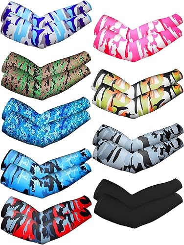 Hicarer Mangas de brazo de protección UV unisex mangas largas de enfriamiento de seda de hielo