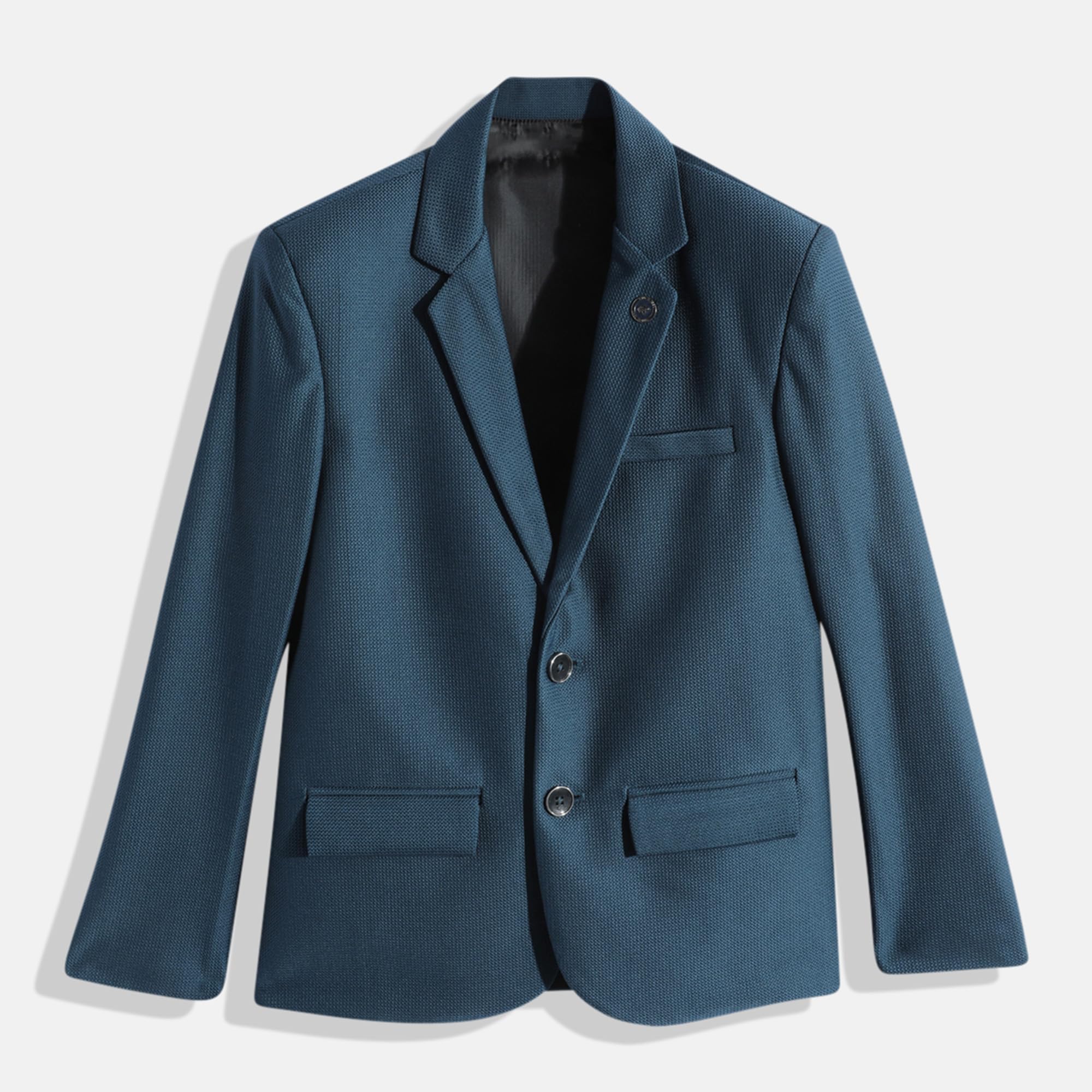 CHARCHIT Boys Cotton Blend Full Sleeves Solid Blazers and T-Shirt - TurquoiseBlue 2
