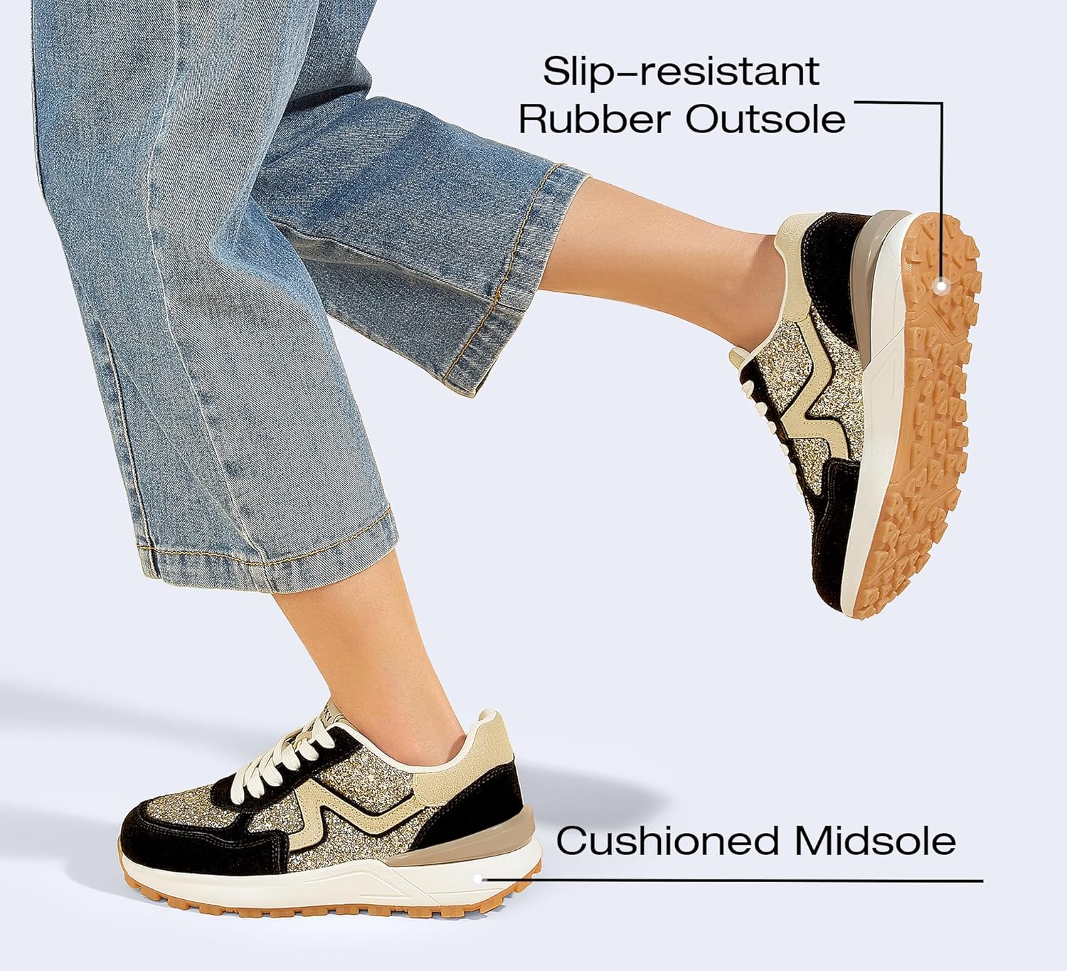 LUCKY STEP Women's Retro Fashion Casual Sneakers Colorblock Platform Classic Trendy Trainning Anti-Slip Tennis Travel Walking Shoes - Image 4