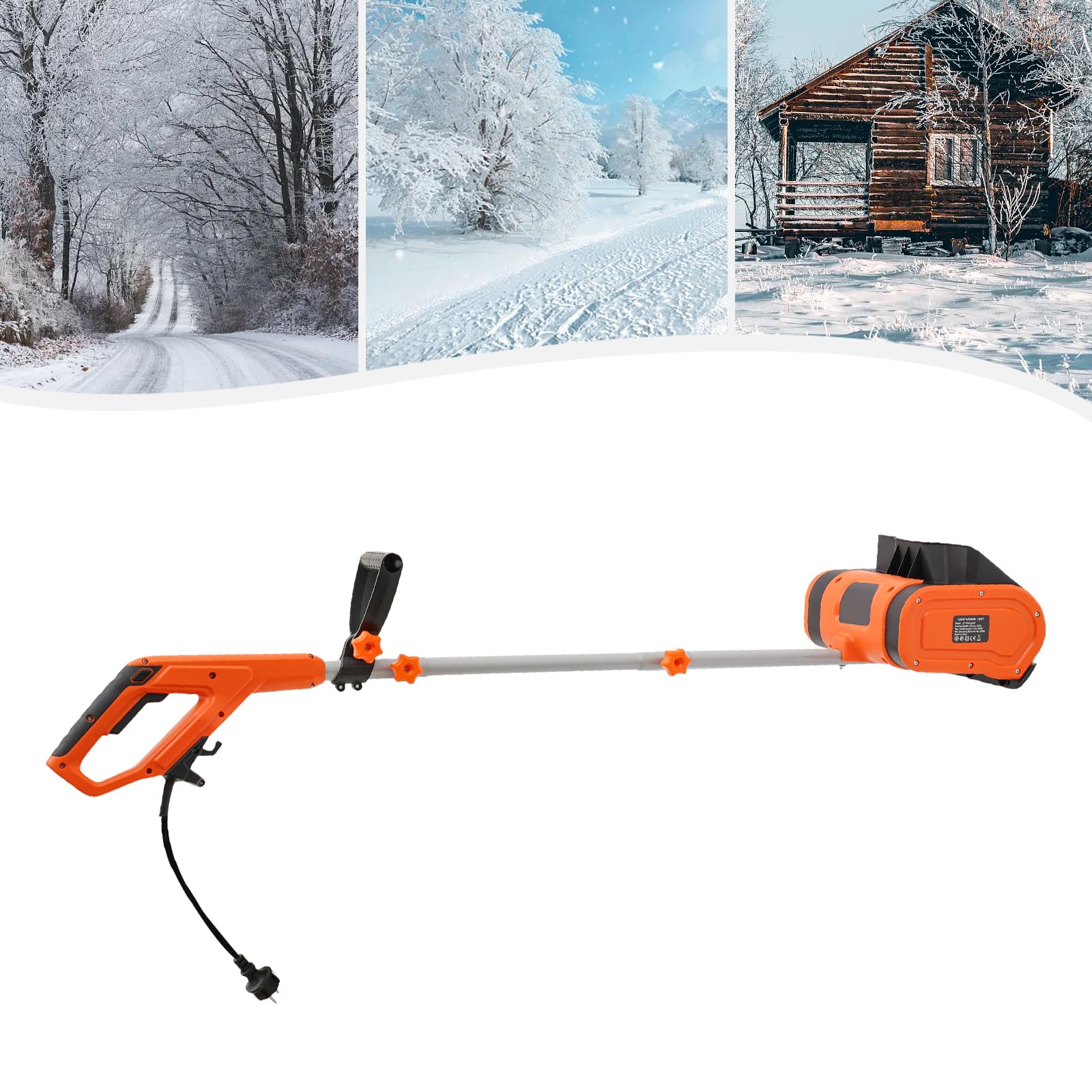 Fraise à neige électrique, pelle à neige électrique avec 3500 tr/min, largeur de travail de 32 cm, hauteur de travail de 15 cm, moteur 1800 W pour déblocage de la route