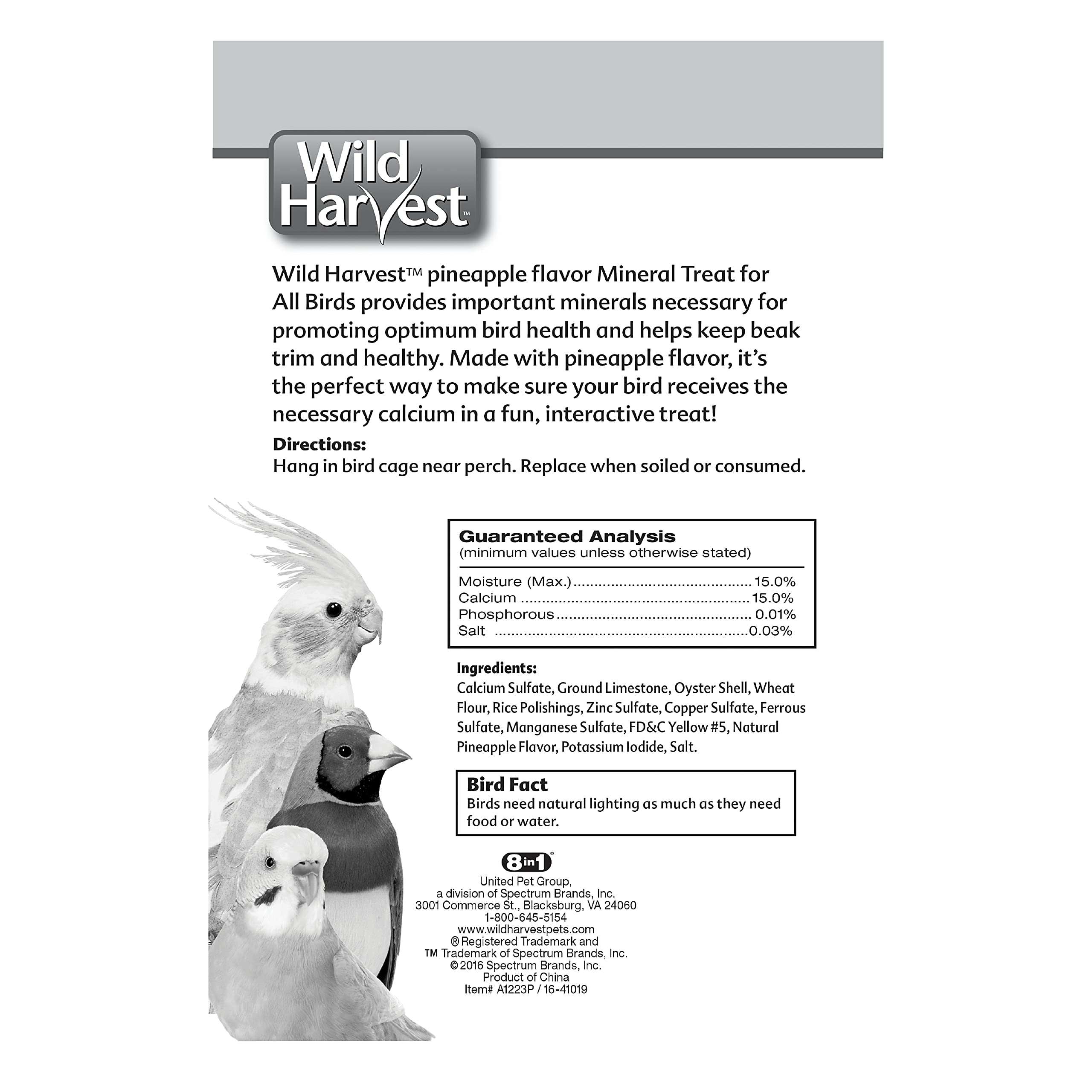 Wild Harvest Mineral Treat for All Birds 3.1 Ounces, Pineapple Flavor
