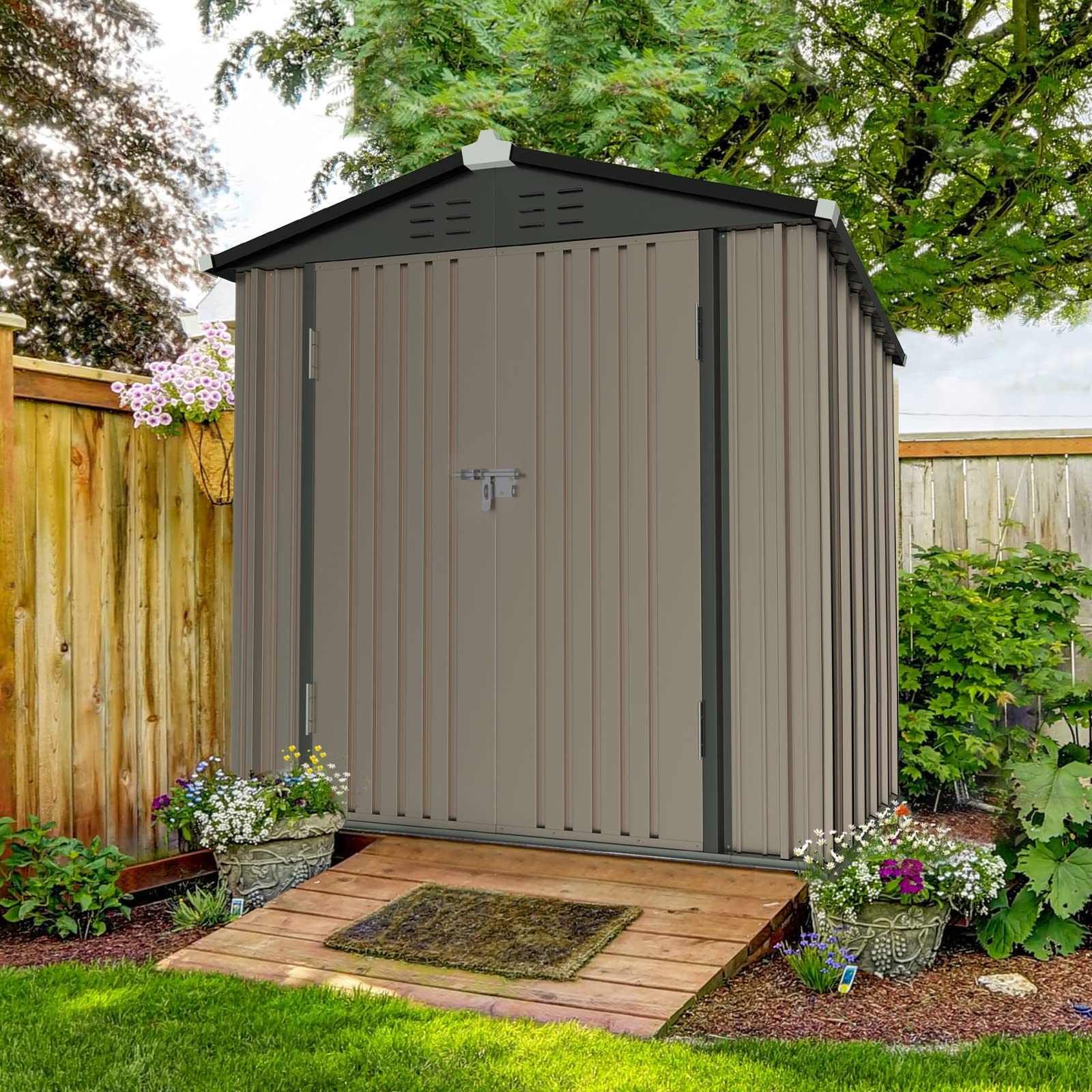 UDPATIO Outdoor Storage Shed 4x6 FT, Metal Outside Sheds & Outdoor