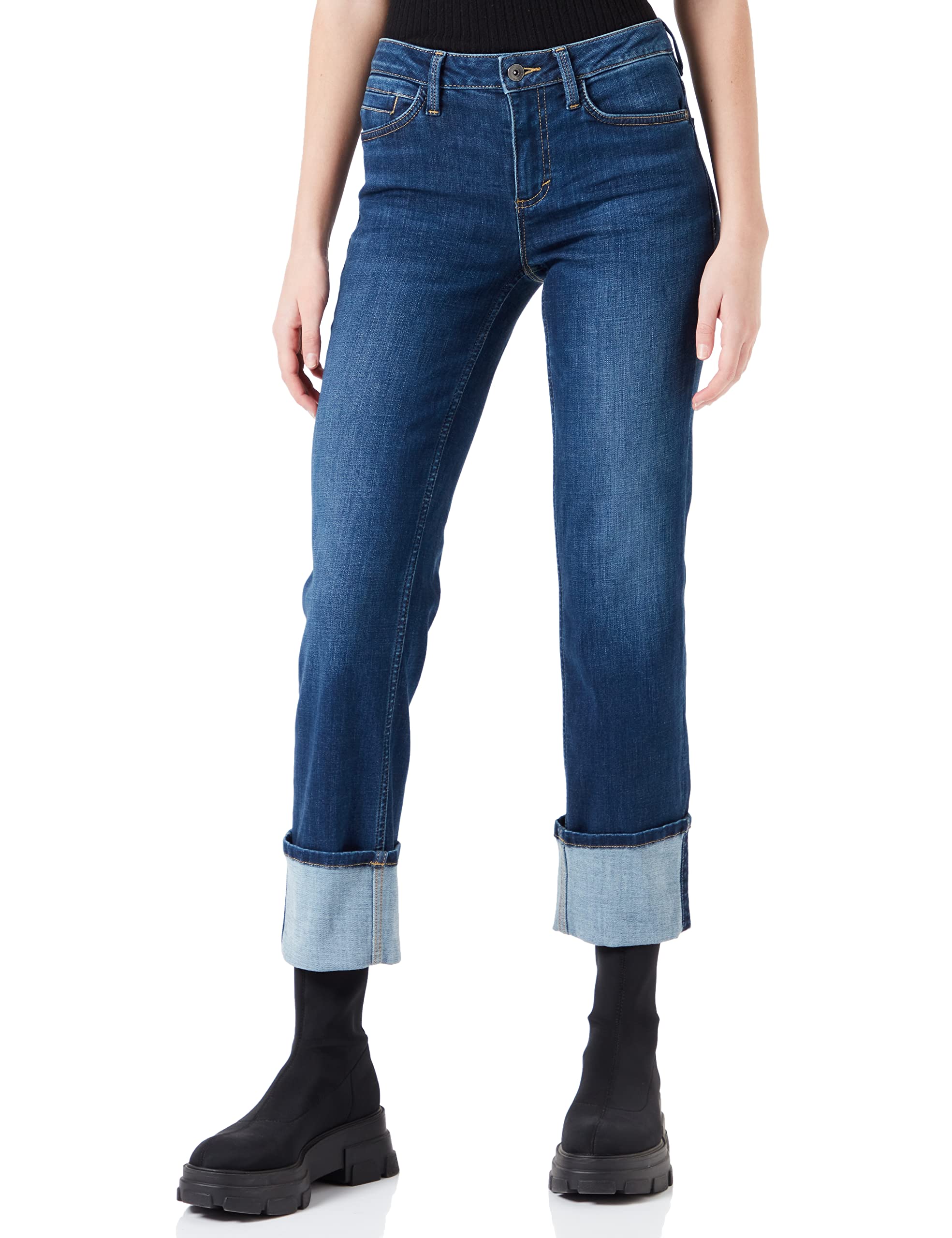 TOM TAILOR Damen 1035530 Alexa Straight Jeans, 10120 - Used Dark Stone Blue Denim, 34W / 28L
