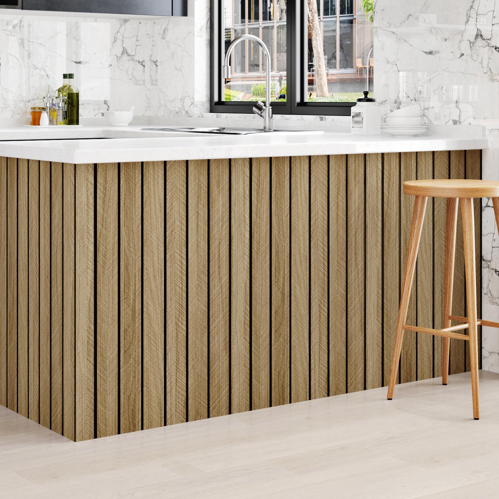 Panel de pared de listones de madera marrón acústico 3D para