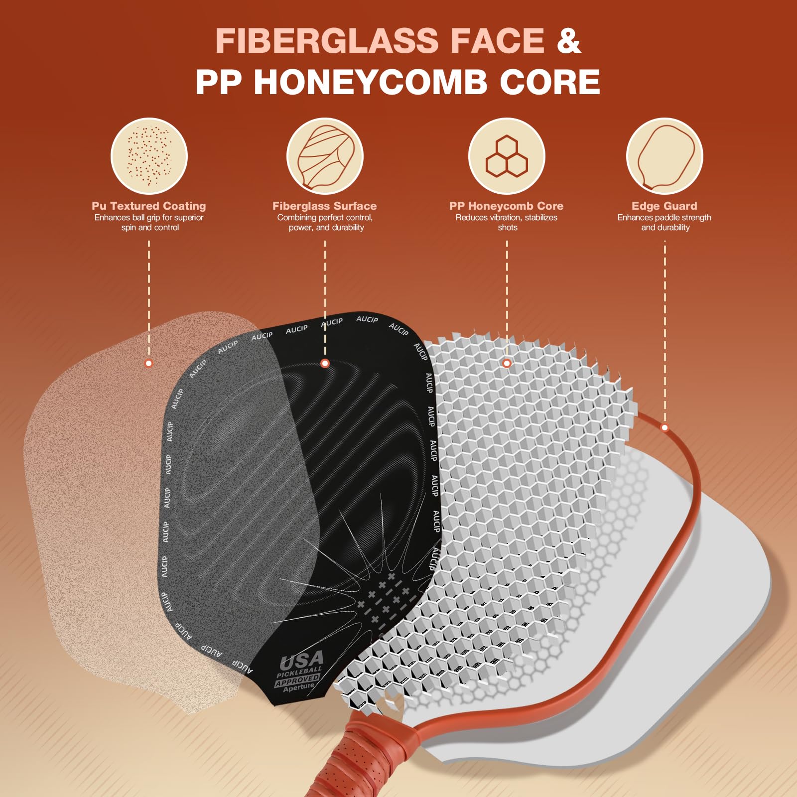 Pickleball Paddle, Pickleball Schläger Set - Fiberglas Oberfläche, 2 Rackets, 4 Bälle, 1 Tasche - Für Innen & Draußen Sport