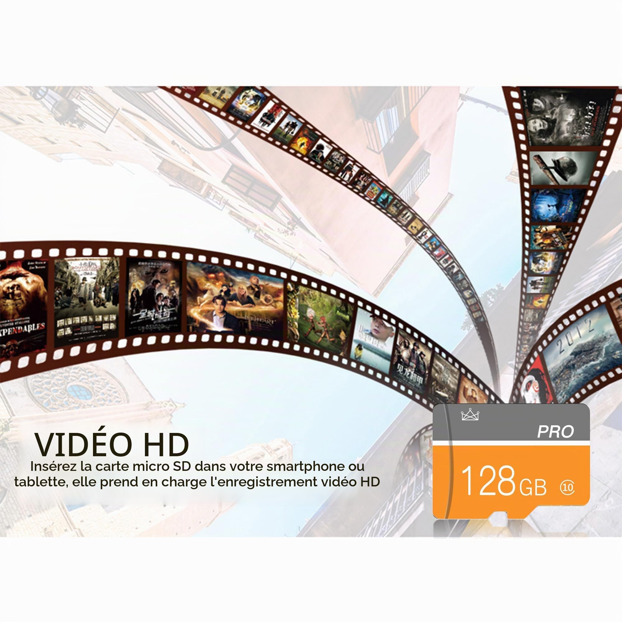 128Go Carte mémoire, Micro Carte mémoire avec Adaptateur Classe 10 Haute Vitesse pour Appareil Photo, Smartphone, Tablette 2-Pack
