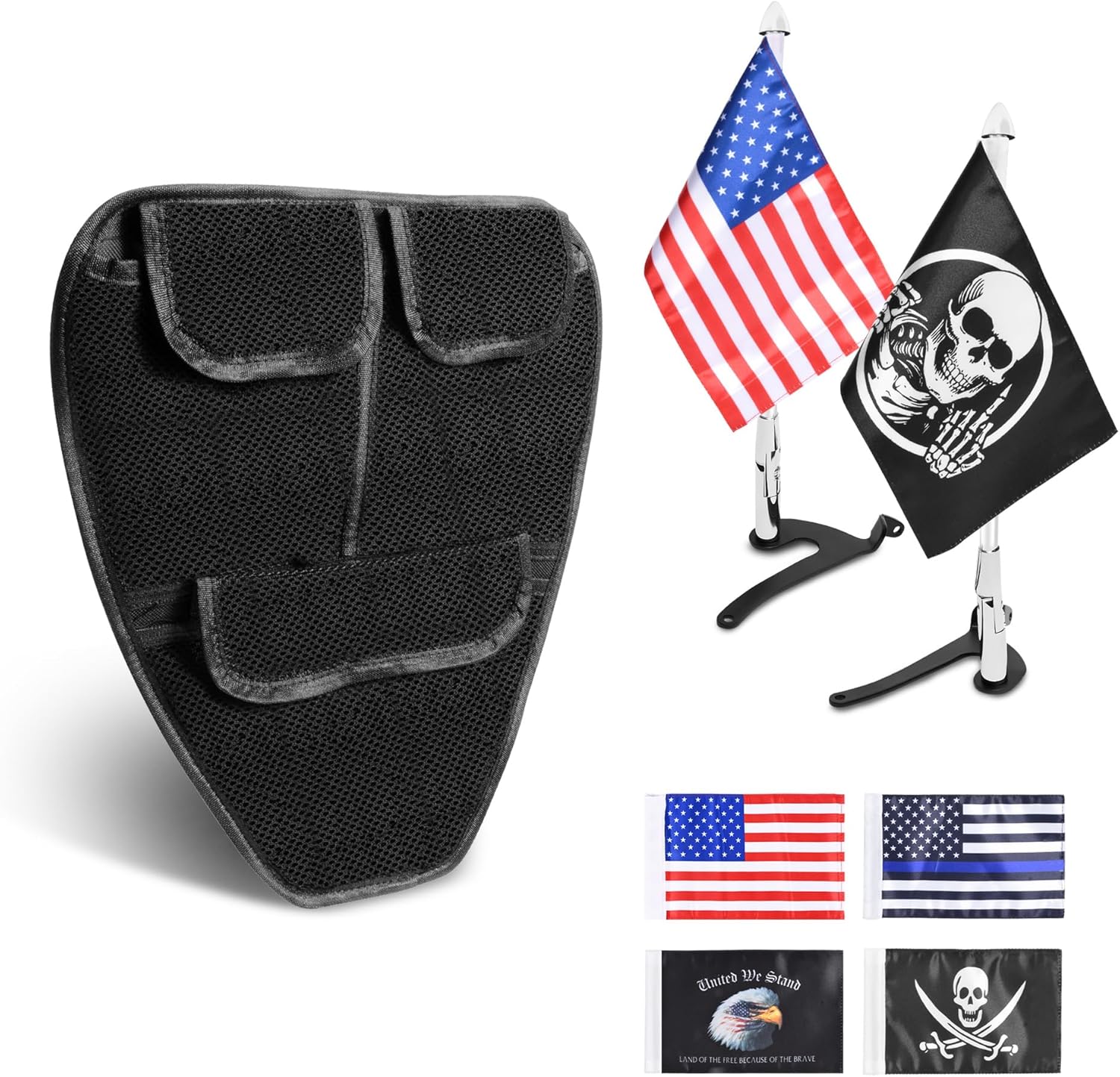 Front Trunk Organizer with Mesh Pocket for Can-Am Spyder F3 F3-S F3-T F3-L 2015-2025, Trunk Flags Pole Mount Bracket for Can-Am Spyder F3 F3-Limited 2017-2025 Spyder RT 2020-2025