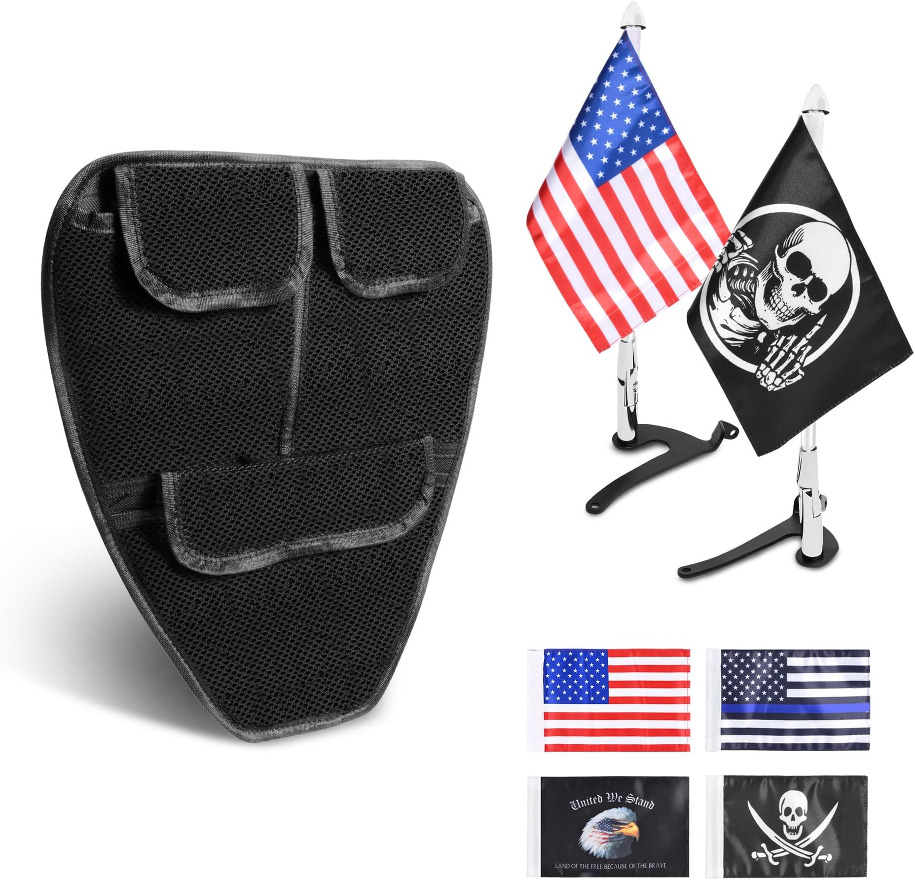 Front Trunk Organizer with Mesh Pocket for Can-Am Spyder F3 F3-S F3-T F3-L 2015-2025, Trunk Flags Pole Mount Bracket for Can-Am Spyder F3 F3-Limited 2017-2025 Spyder RT 2020-2025