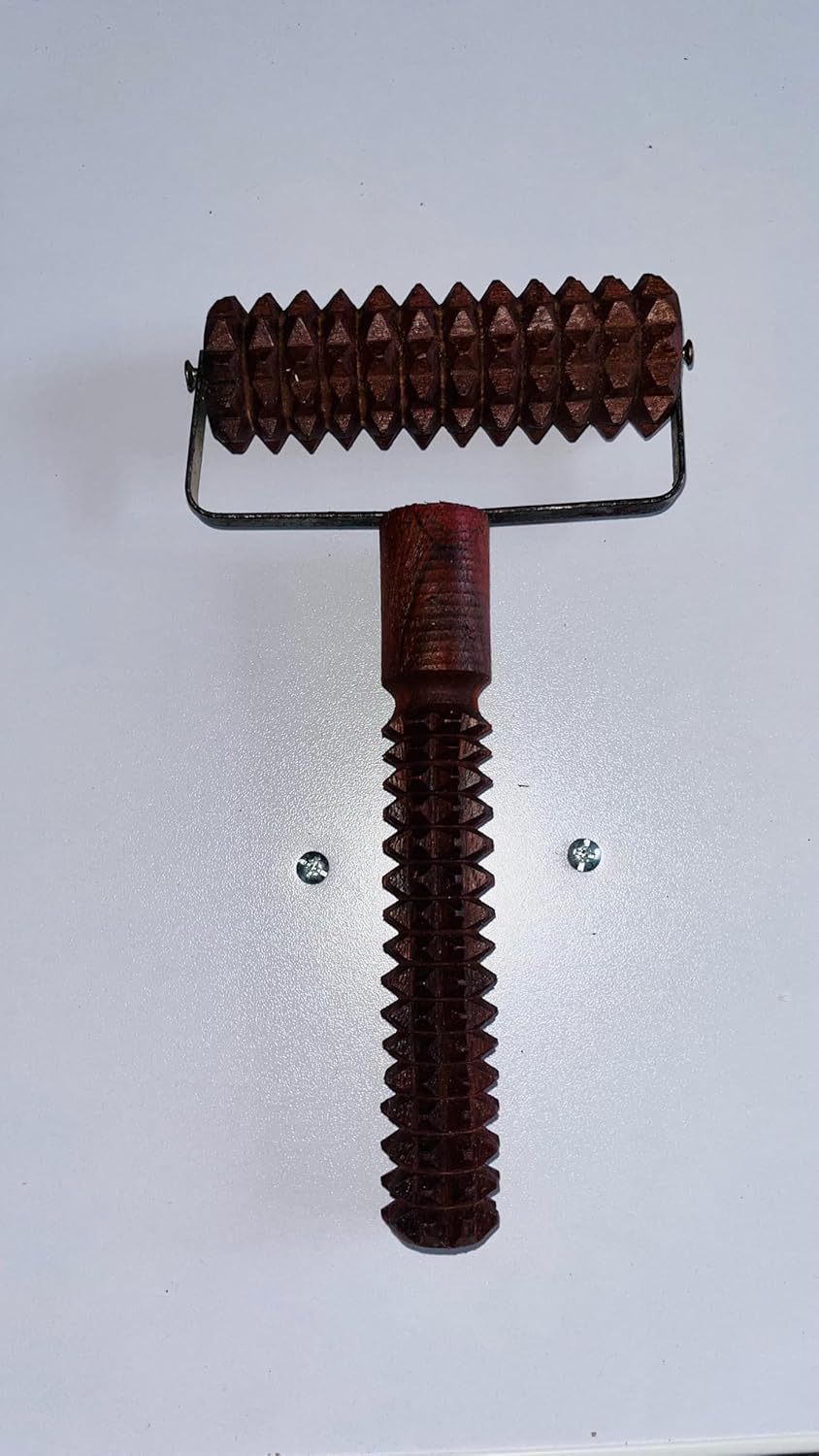 Wooden Acupressure Hand Roller Massager – Handy Manual Body Pain Relief Tool for Palm, Fingers, Arms, Legs, & Joints – Deep Tissue Wooden Massage Roller Stick for Stress Relief, Blood Circulation & Muscle Relaxation – Ayurvedic Design