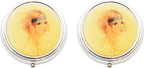 Juego de 2 pastilleros circulares de bolsillo de triple compartimento y organizador con inserto (diadema victoriana)