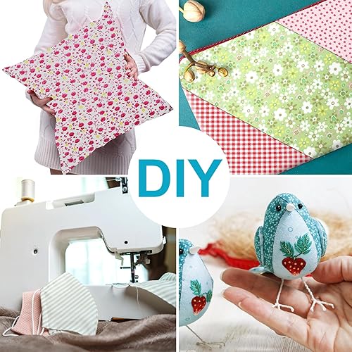 Miniatura 7 de 56 piezas de tela de algodón floral de 9.8 x 9.8 in con patrón de puntos, paquetes cuadrados de retazos precortados para coser y manualidades