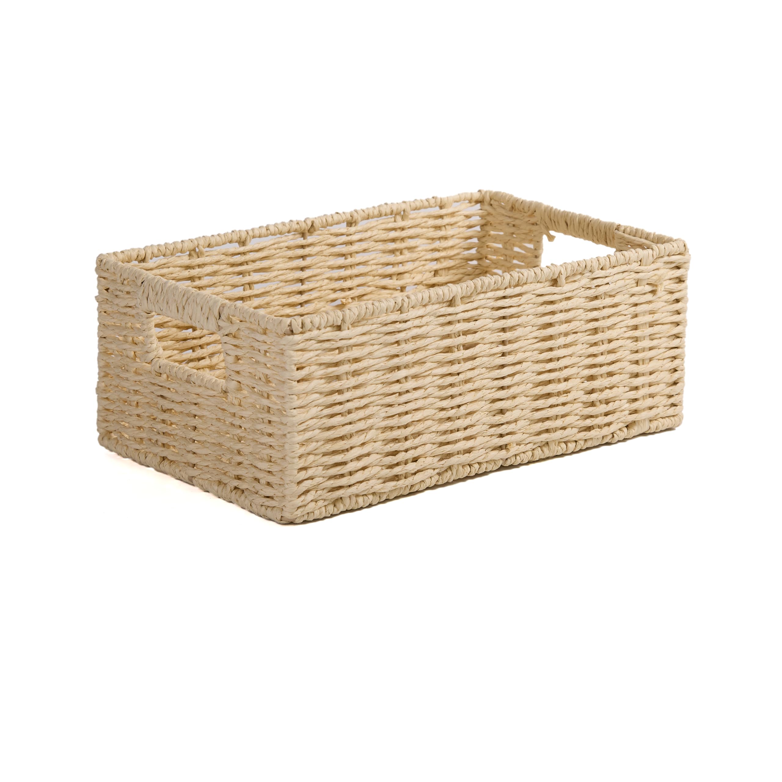 Wickerfield Handwoven Paper Rope Storage Basket for Home Office Storage Organization and Hamper Making (Beige, Set (L+M+S))