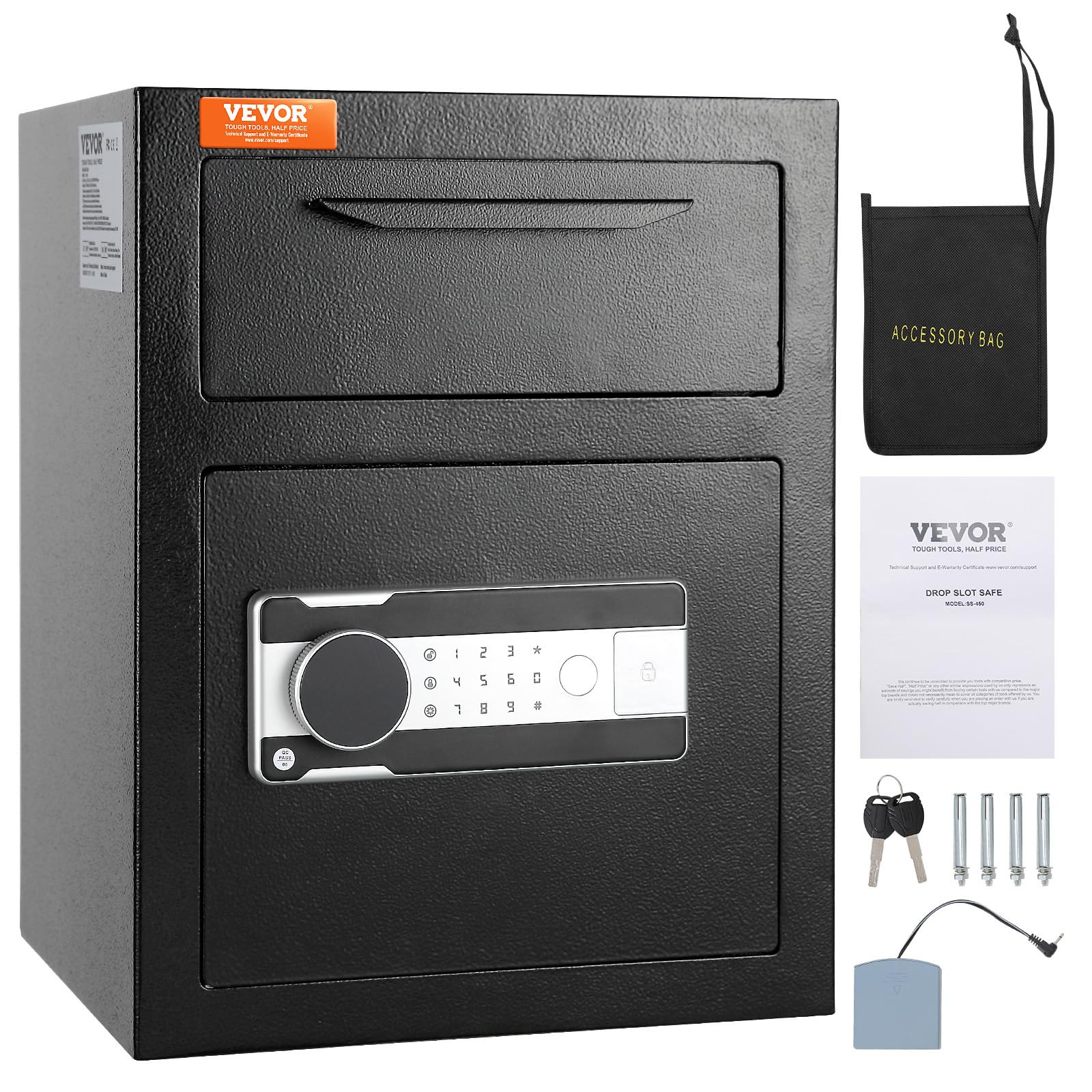 VEVOR 1.7 Cub Depository Safe, Deposit Safe with Drop Slot, Electronic Code Lock and 2 Emergency Keys, 13.77''x11.81''x17.71'' Business Drop Slot Safe for Cash, Mail in Home, Hotel, Office