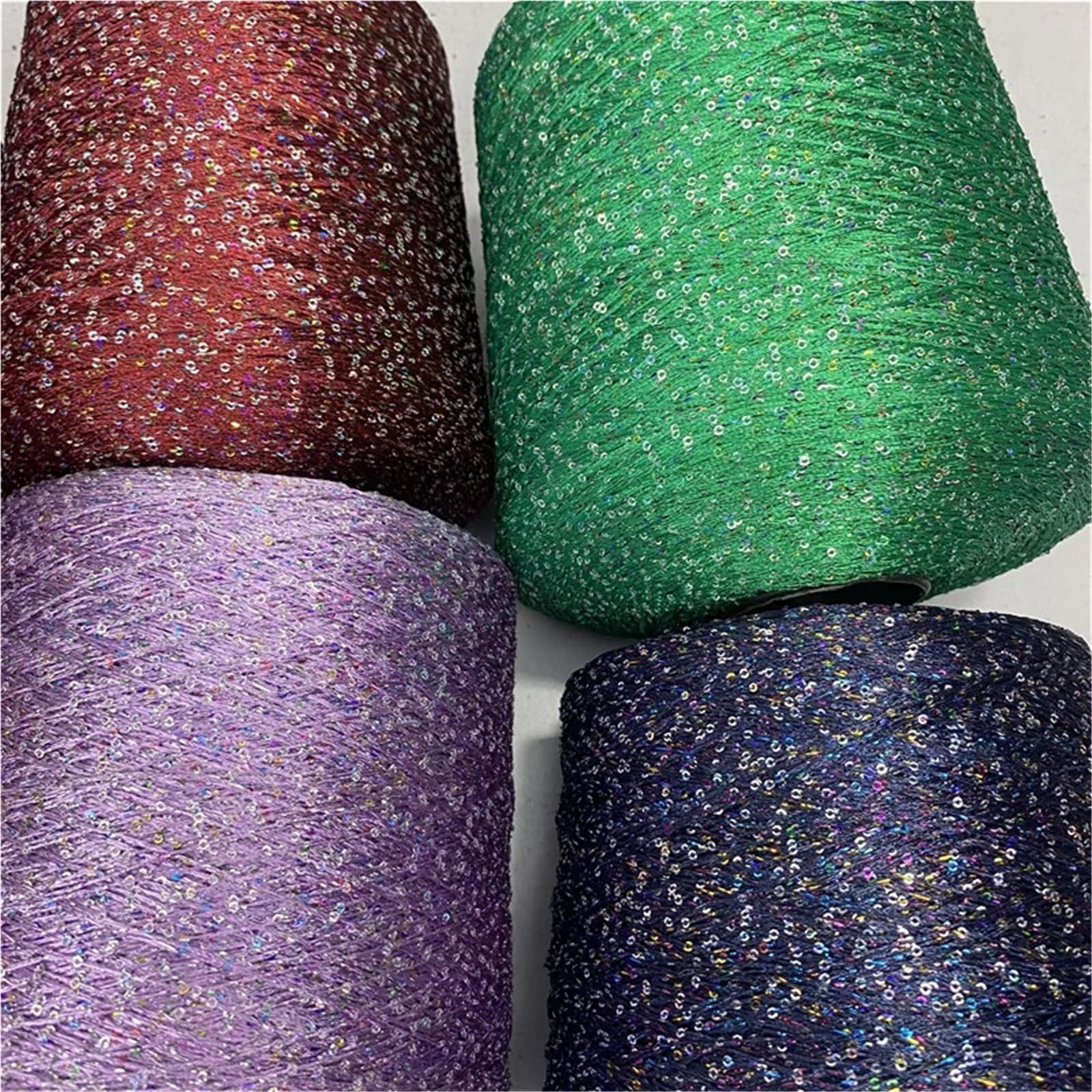 Hilos para Crochet Hilo de lentejuelas, seda hielo, colorido, tejido a mano, aguja ganchillo, hilo brillante, 250g X4500(Color 12)