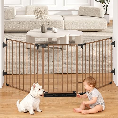 Miniatura 13 de Puerta extra ancha para bebés de 78 pulgadas, puertas para perros para interiores, para puertas, escaleras, puerta de seguridad esencial para niños,