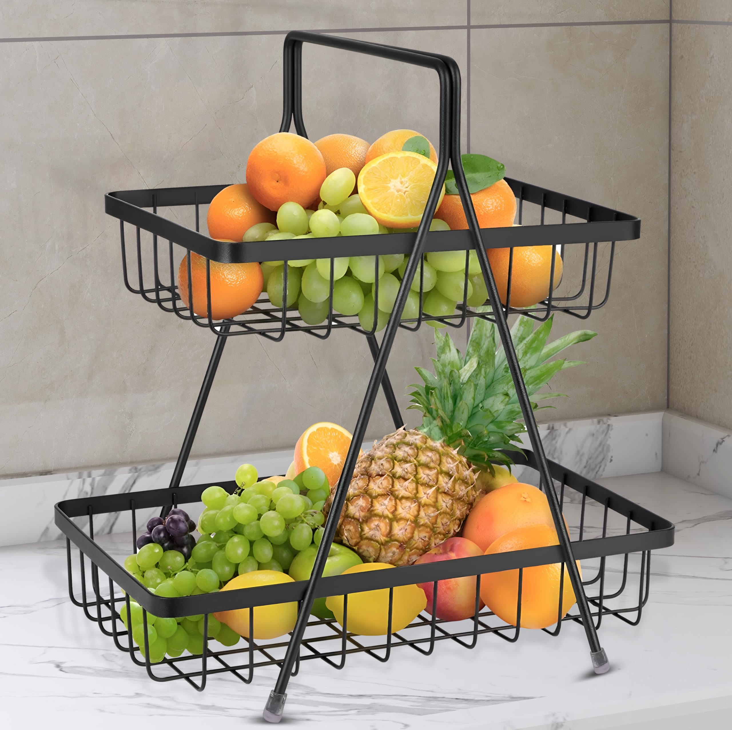 Planet High Grade Steel 2-Tier Fruit & Vegetable Basket for Dining Tables/Kitchen Fruit Basket (Black) (B0CQT8PRBN) Amazon Price History, Amazon Price Tracker